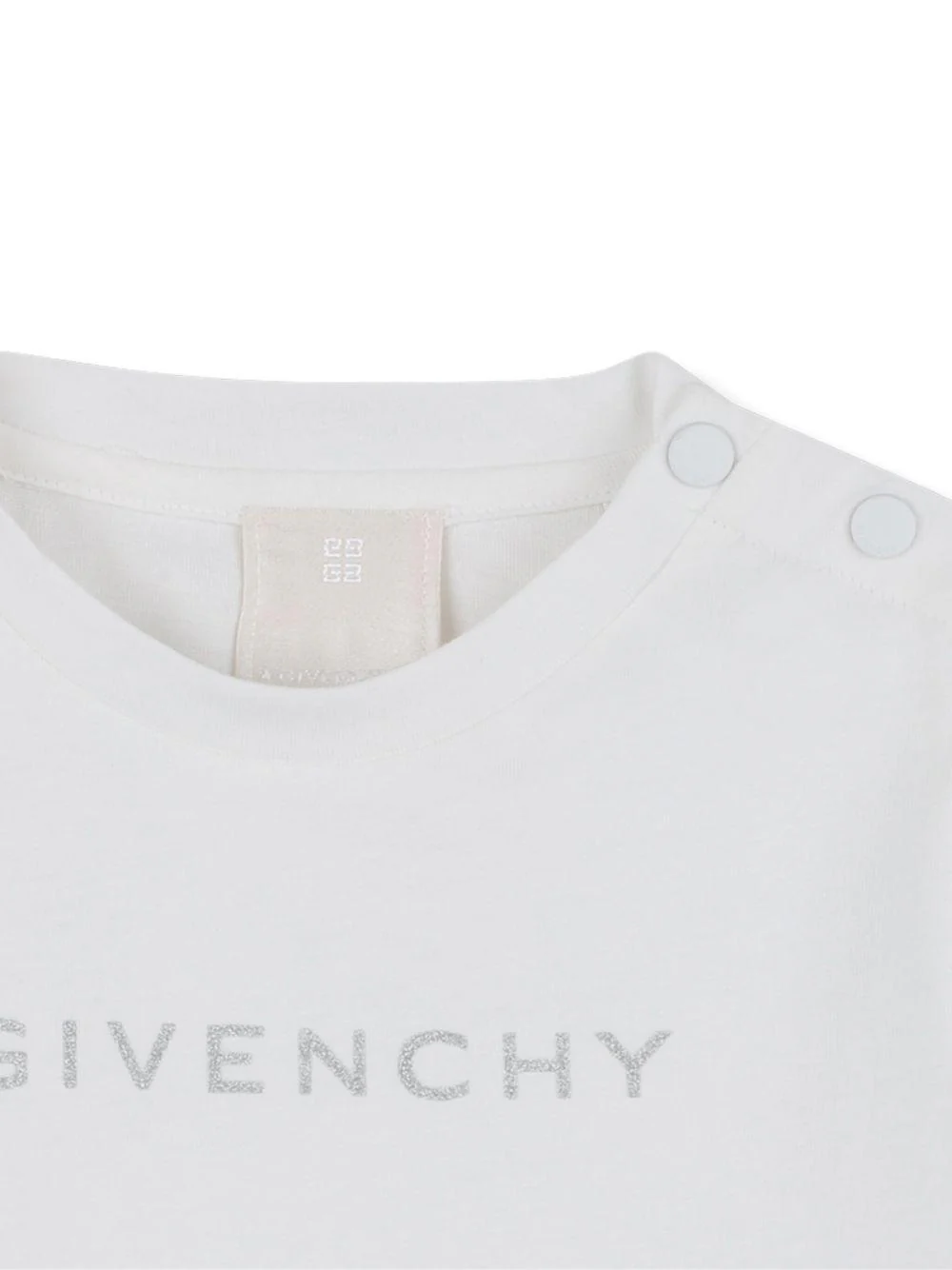 T-shirt per neonata Givenchy Kids bianco con maniche increspate - Image 3