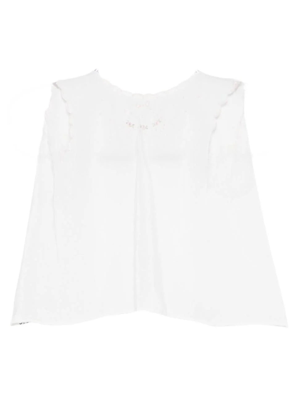T-shirt per neonata Mariella Ferrari bianca con bordo smerlato