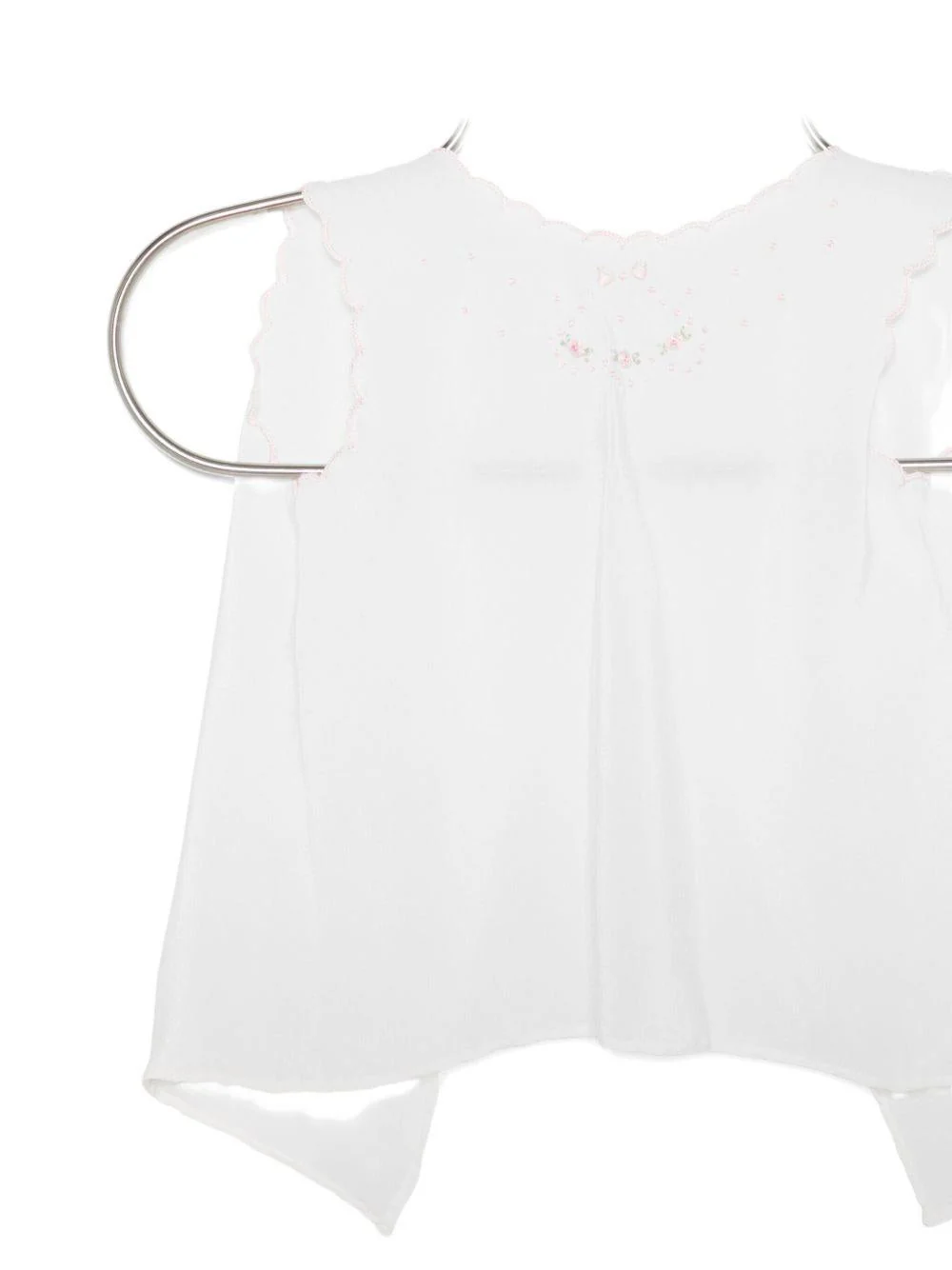 T-shirt per neonata Mariella Ferrari bianca con bordo smerlato - Image 3