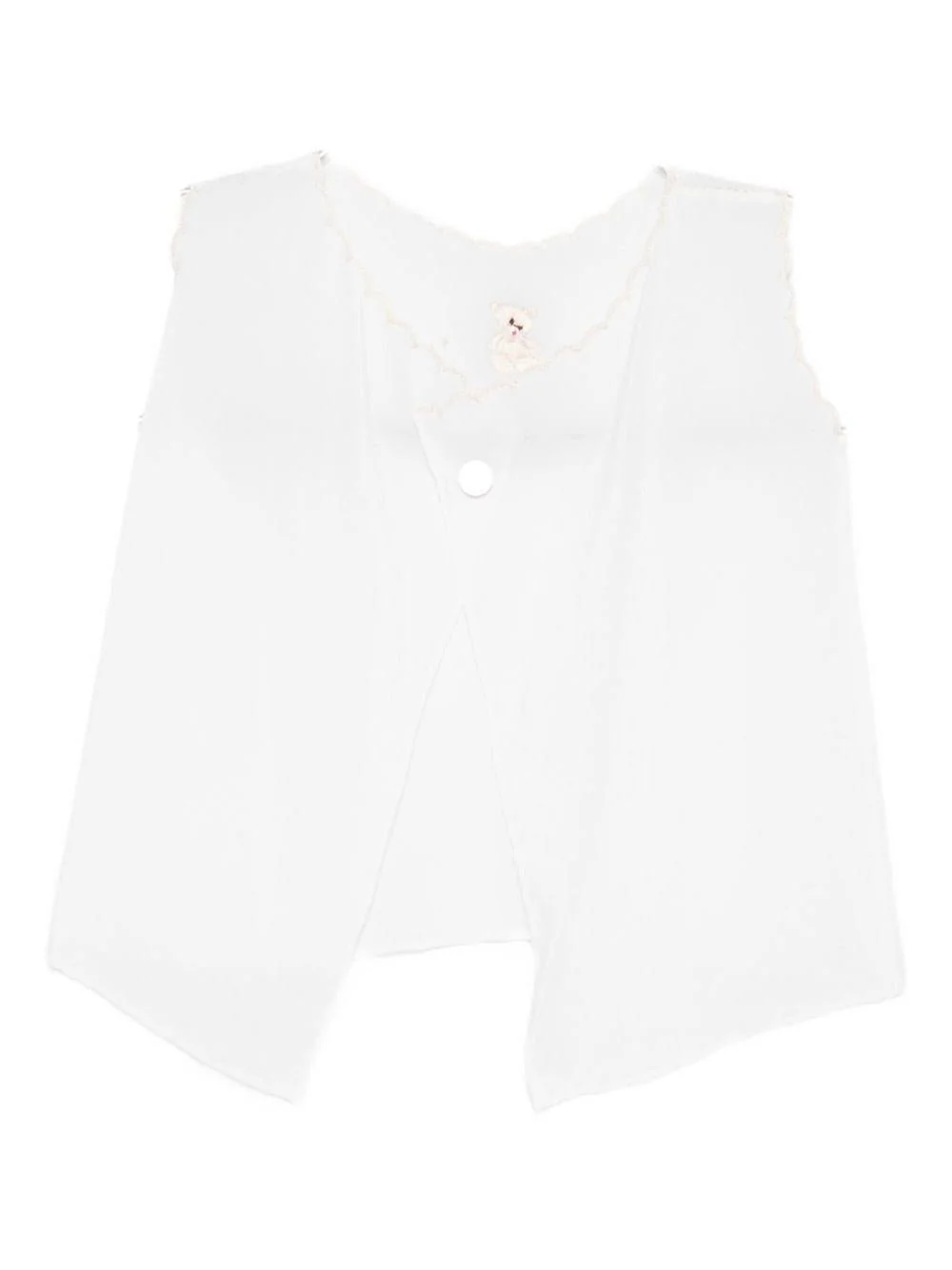 T-shirt per neonata Mariella Ferrari bianca con ricamo orsetto - Image 2