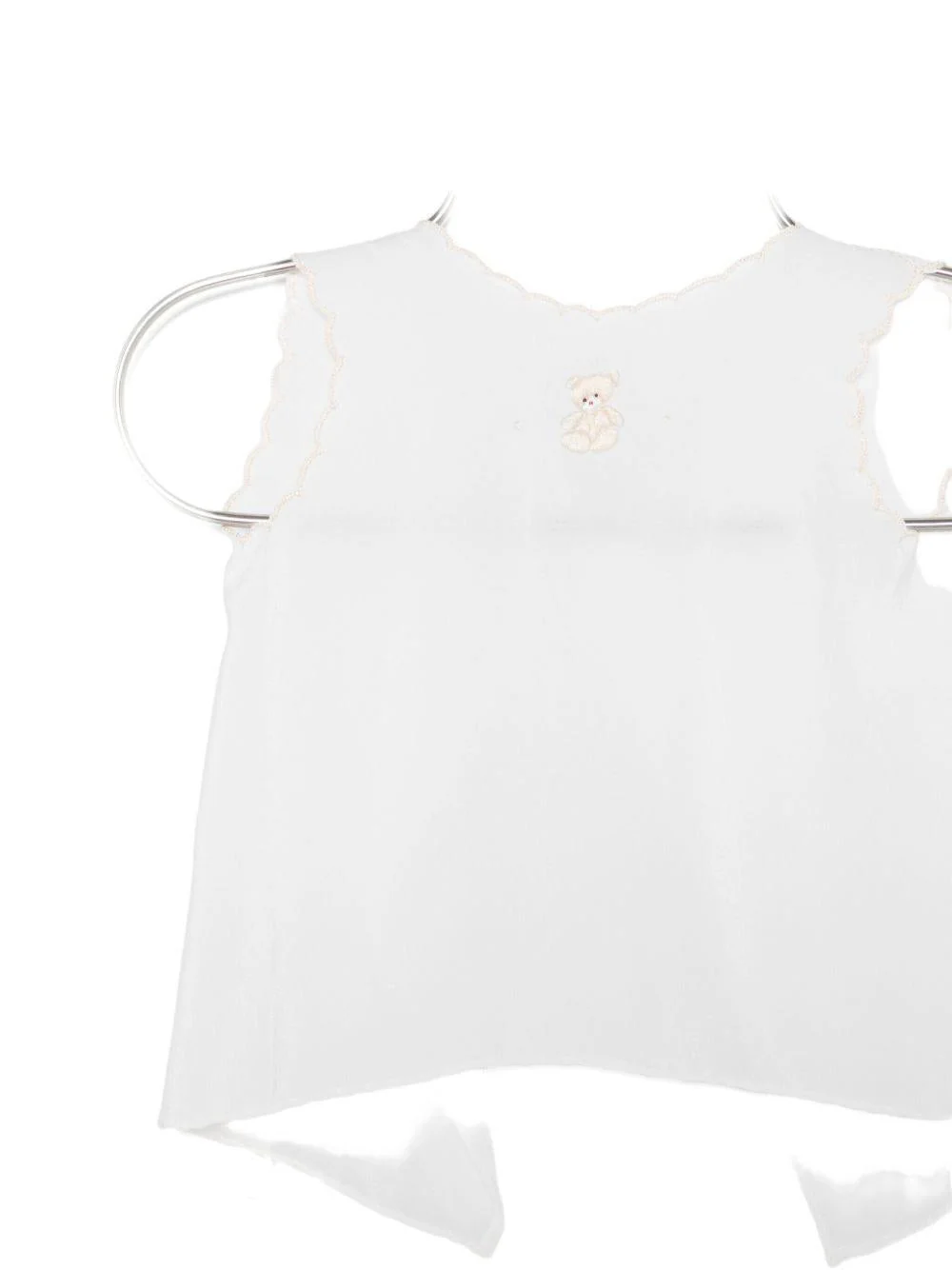 T-shirt per neonata Mariella Ferrari bianca con ricamo orsetto - Image 3