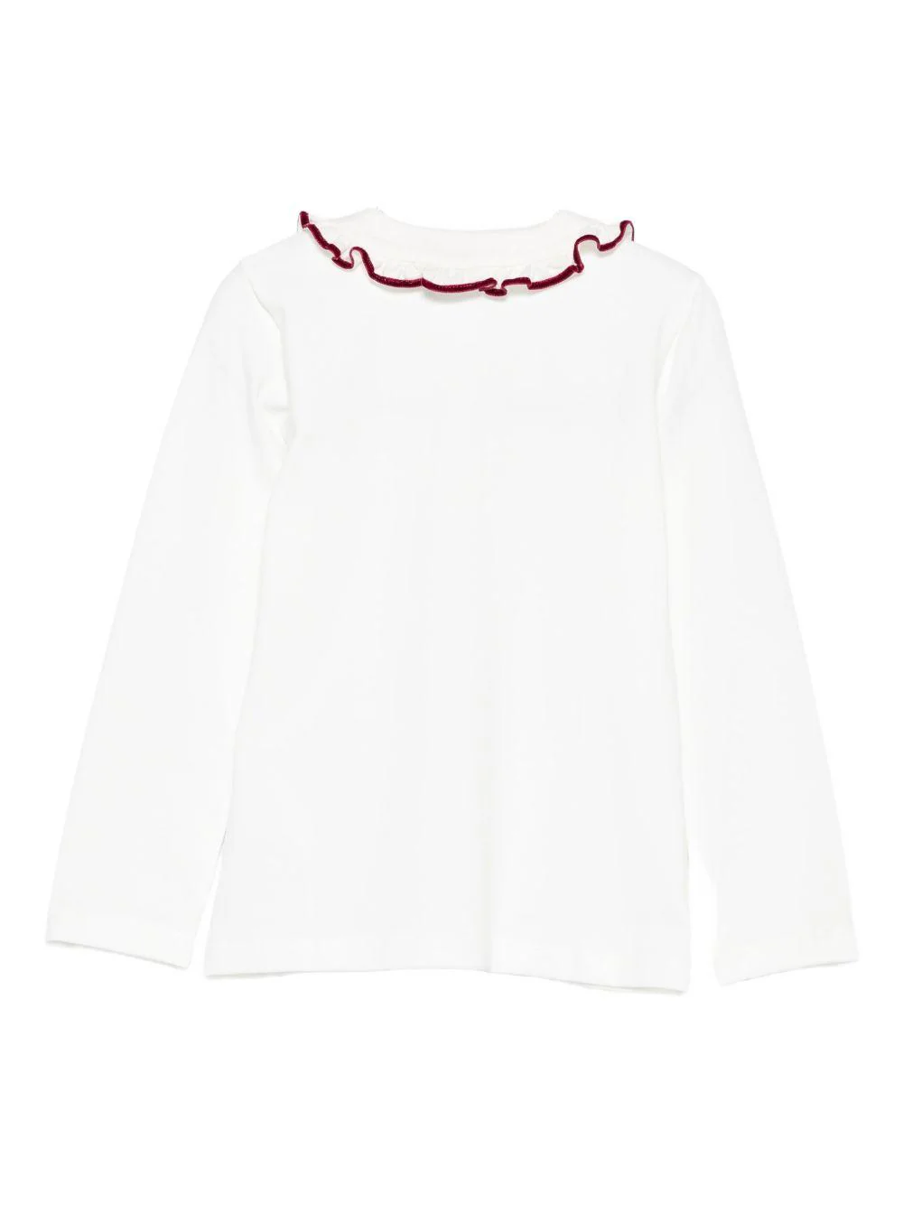 T-shirt per neonata Mariella Ferrari bianco con rifiniture bordeaux - Image 2