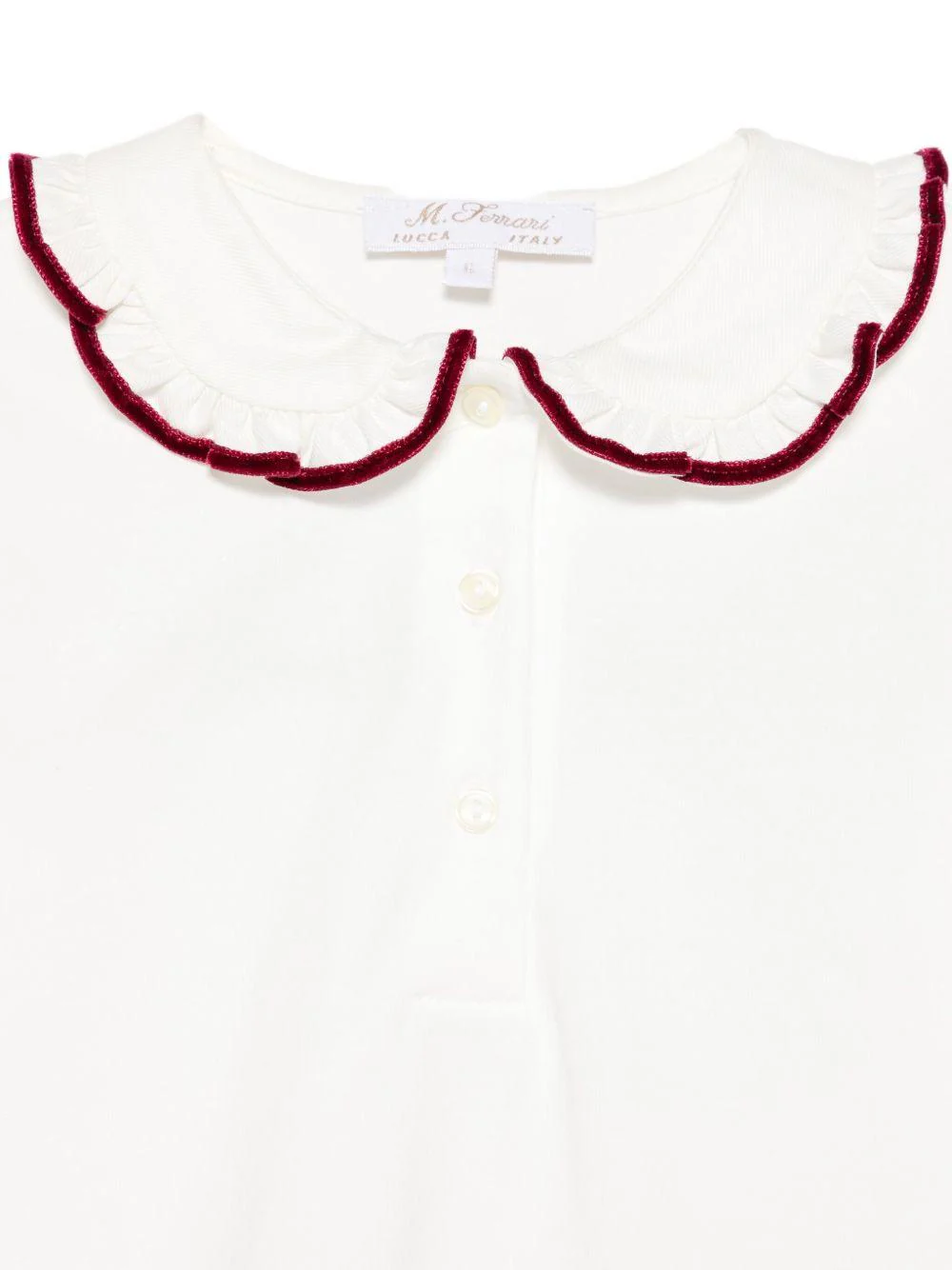 T-shirt per neonata Mariella Ferrari bianco con rifiniture bordeaux - Image 3