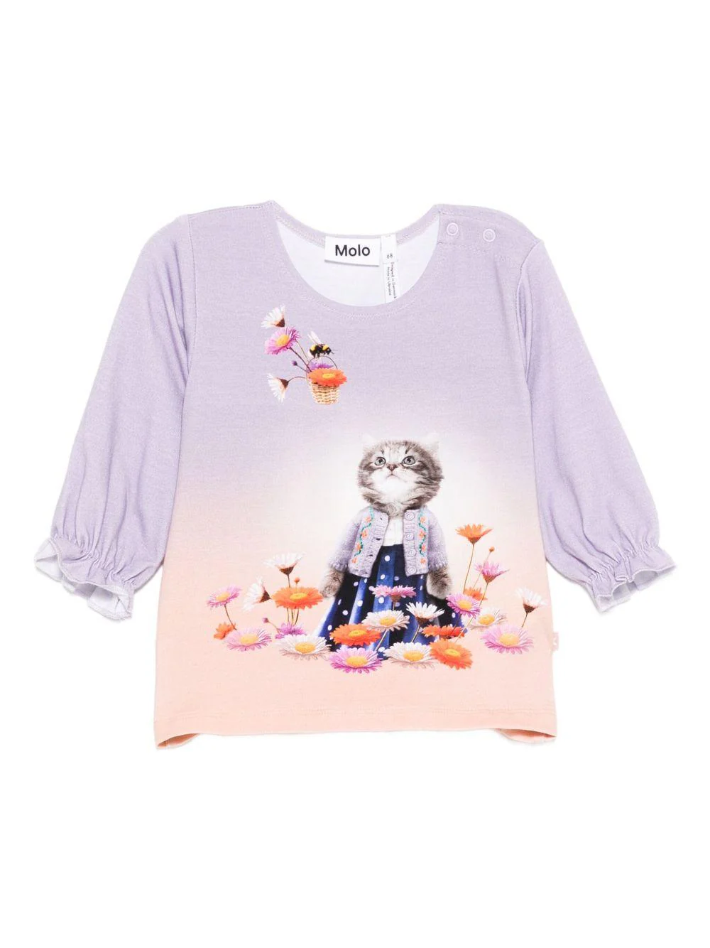 T-shirt per neonata Molo multicolore con stampa di gatto