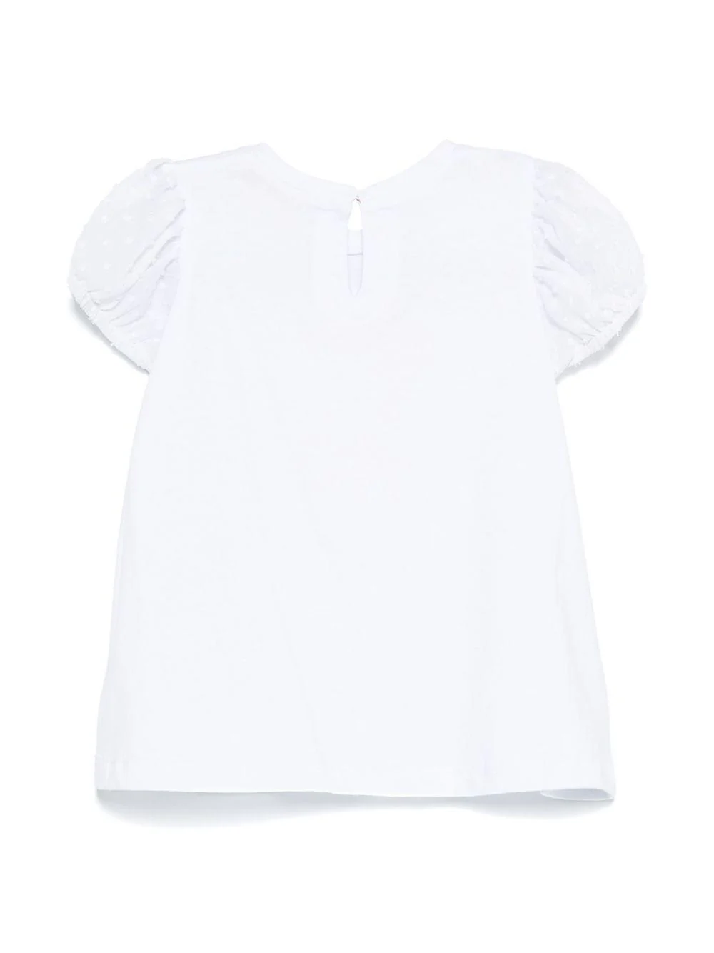T-shirt per neonata Monnalisa bianco con stampa e decorazione con strass - Image 2