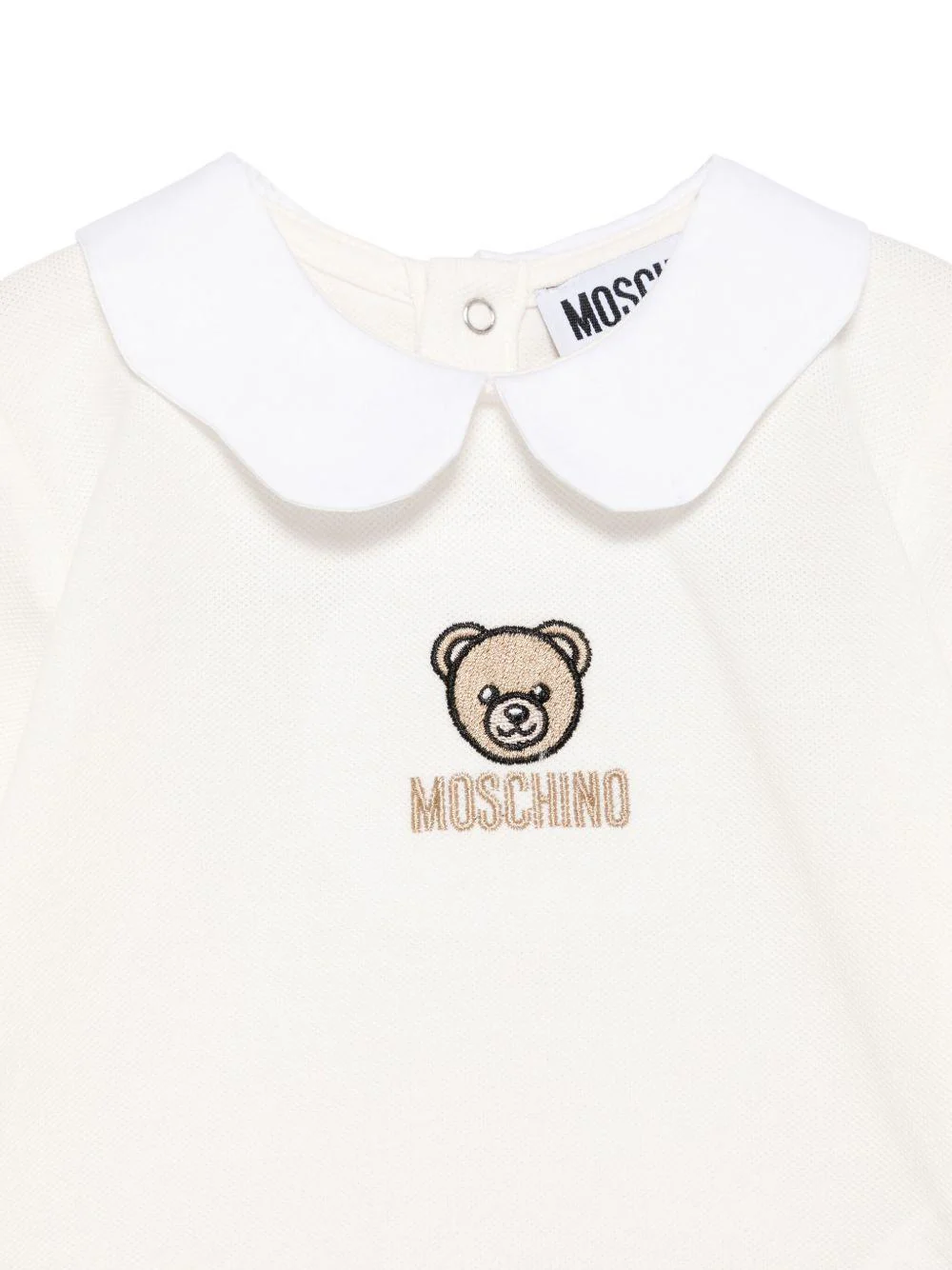 T-shirt per neonata Moschino Kids bianco con ricamo orsetto - Image 3