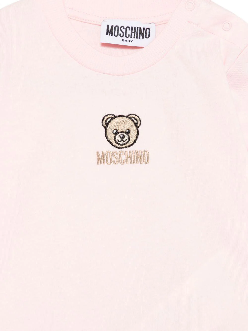 T-shirt per neonata Moschino Kids rosa con orsetto ricamato - Image 3