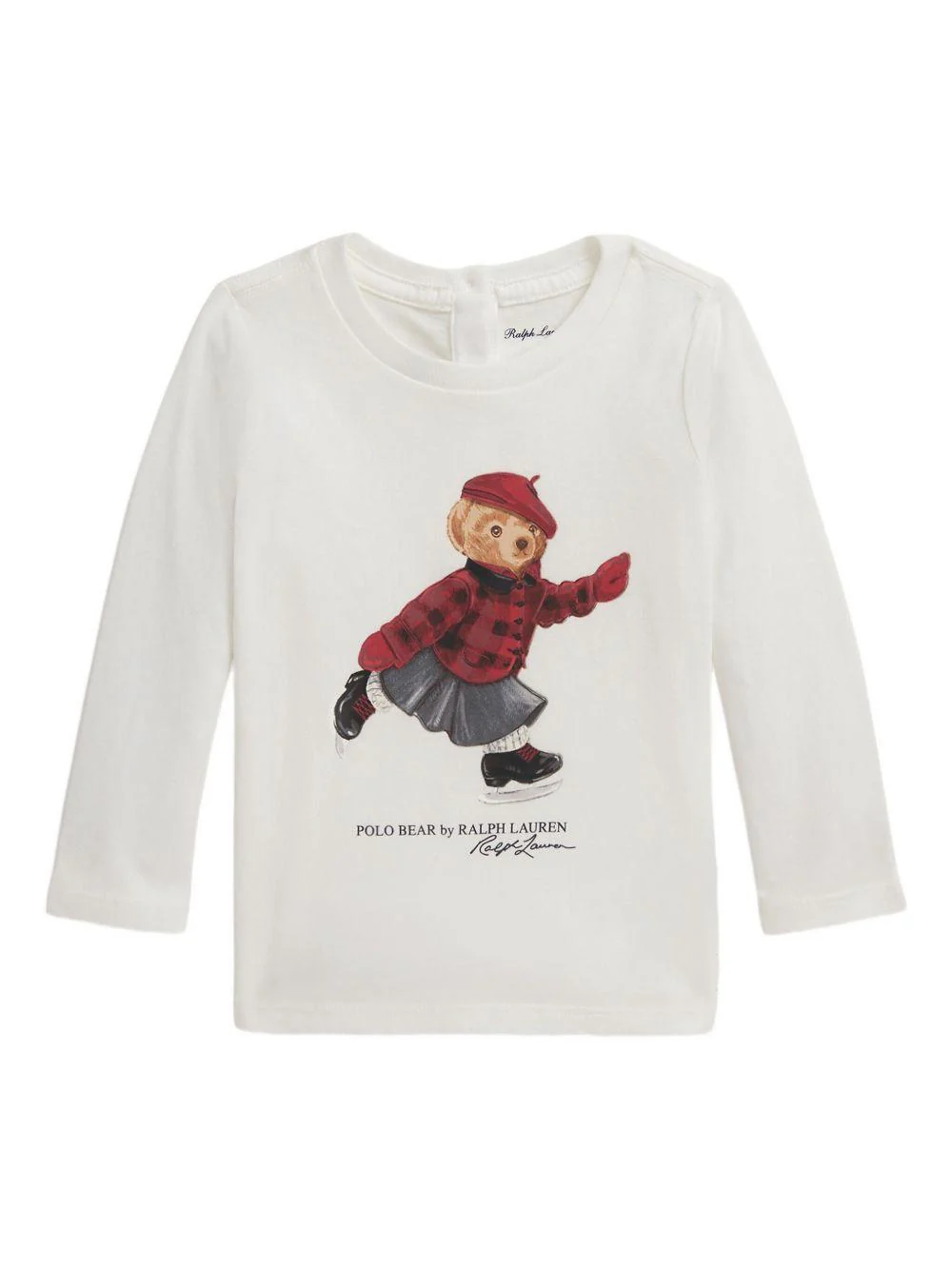 T-shirt per neonata Polo Ralph Lauren Kids bianca con stampa Polo Bear