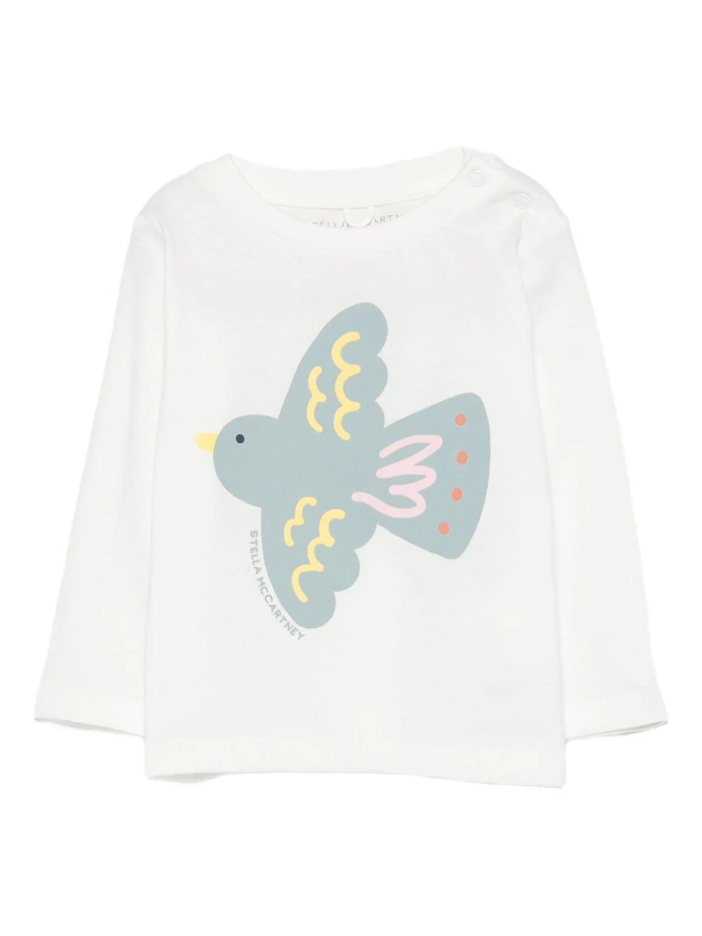 T-shirt per neonata Stella McCartney Kids bianco con stampa uccello
