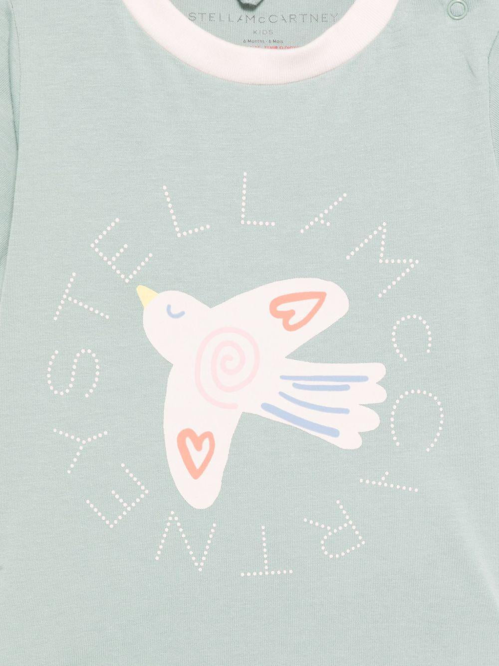 T-shirt per neonata Stella McCartney Kids verde con stampa sul davanti - Image 3