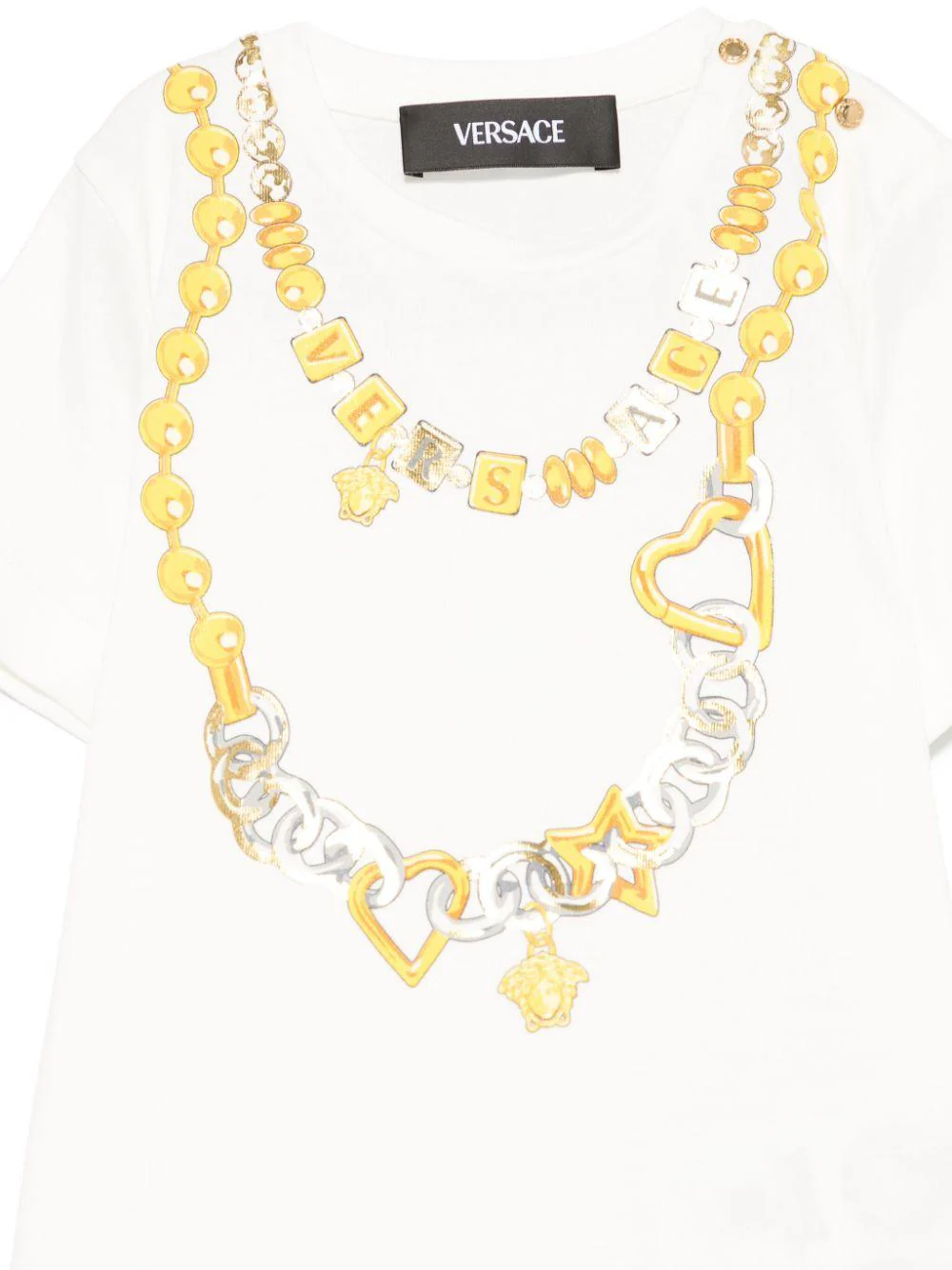 T-shirt per neonata Versace Kids bianco con stampa logo oro - Image 3