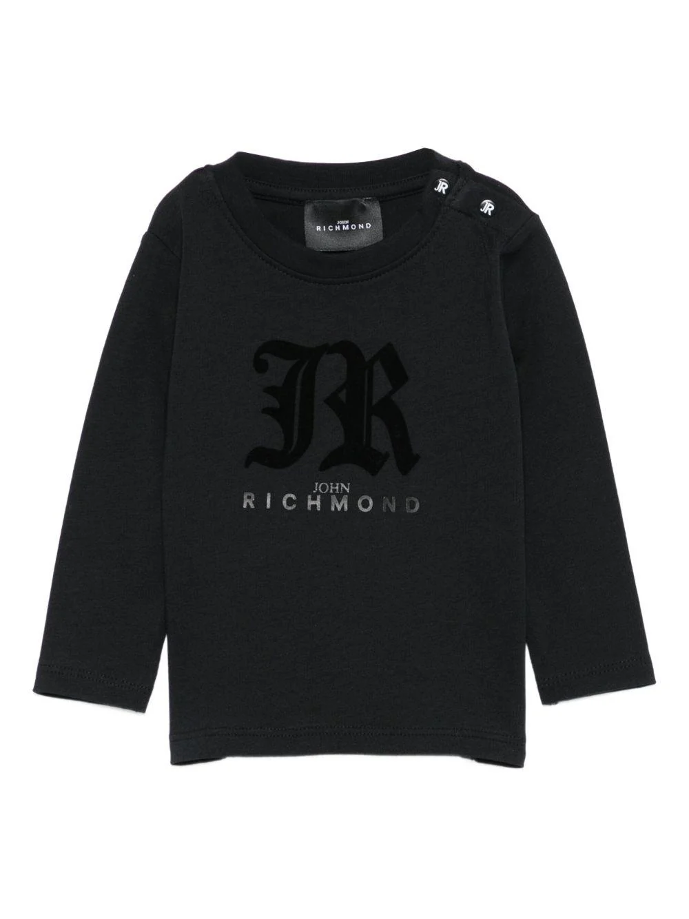 T-shirt per neonati John Richmond Junior nero con maniche lunghe