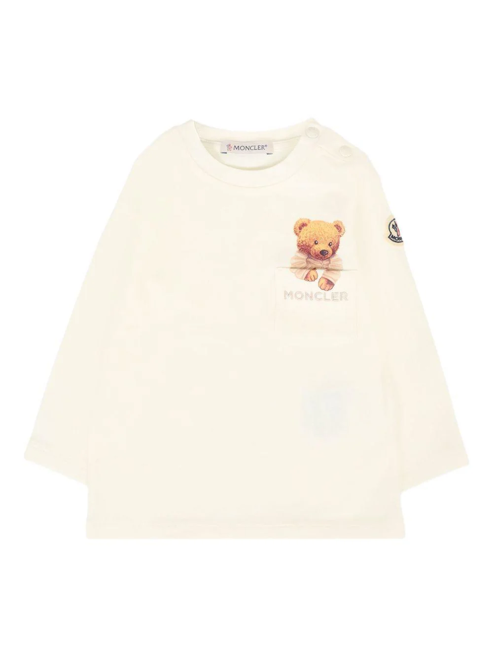 T-shirt per neonati Moncler Enfant avorio con stampa orsetto