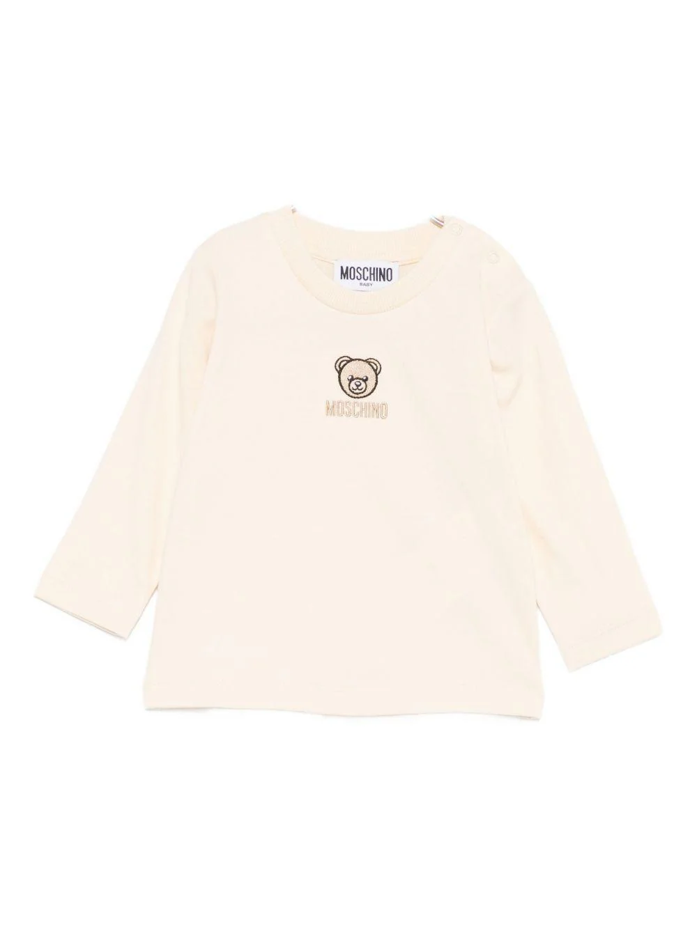 T-shirt per neonati Moschino Kids beige con motivo Teddy Bear ricamato