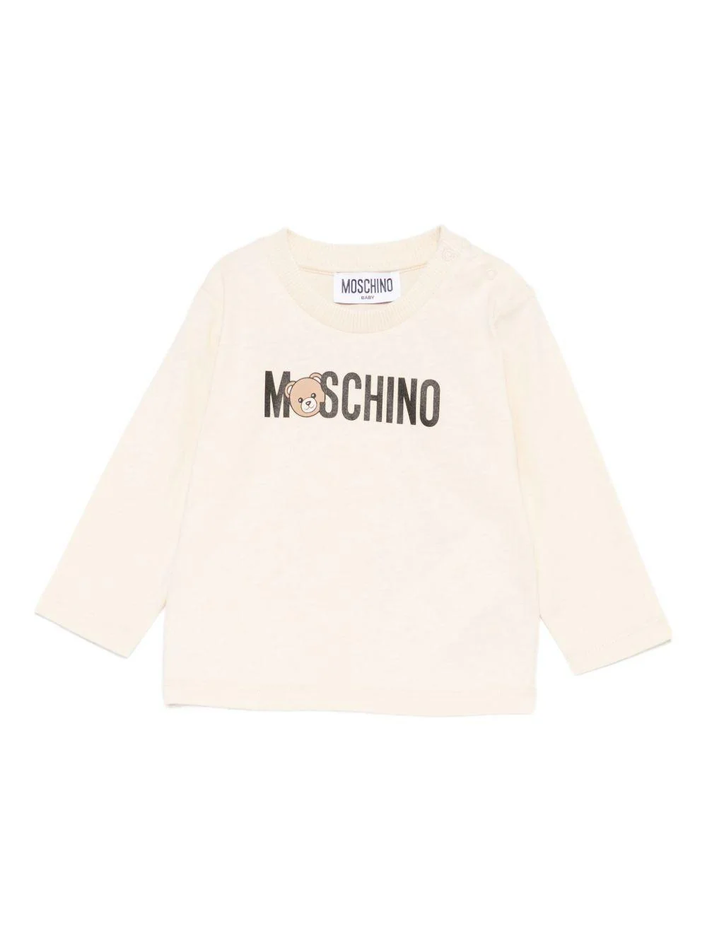 T-shirt per neonati Moschino Kids beige con stampa logo