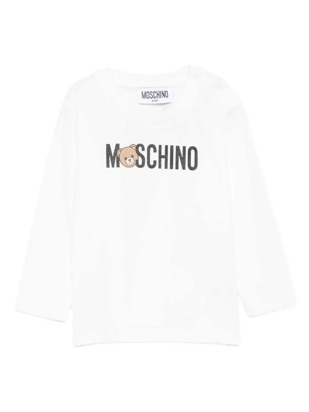T-shirt per neonati Moschino Kids bianca con stampa Teddy