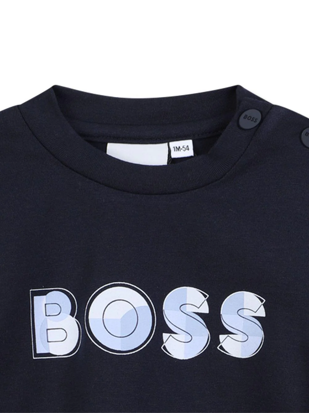 T-shirt per neonato Boss Kids blu con stampa sul logo sul davanti - Image 3