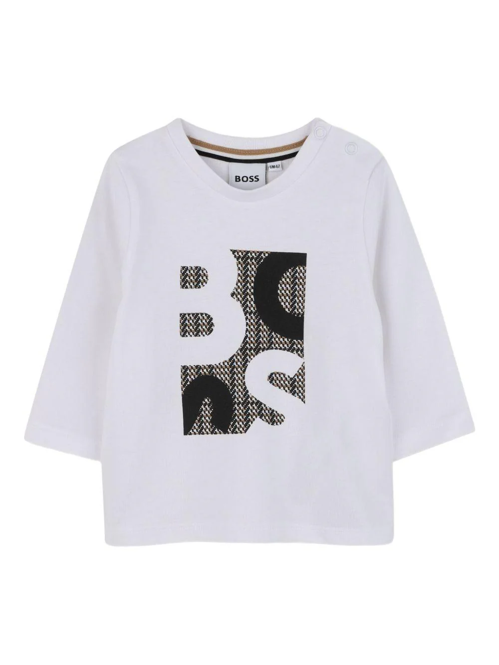 T-shirt per neonato Boss Kidswear bianco con stampa con logo