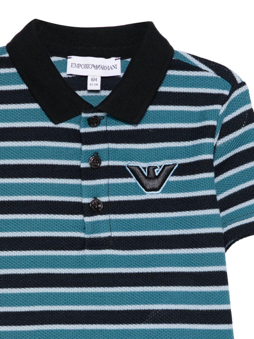 T-shirt per neonato Emporio Armani Kids blu con design a righe - Image 3