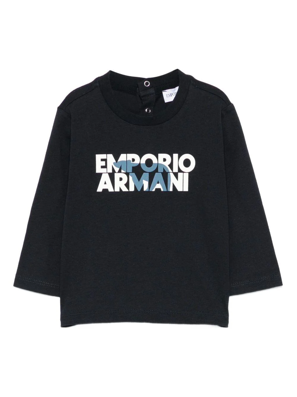T-shirt per neonato Emporio Armani Kids blu con stampa logo