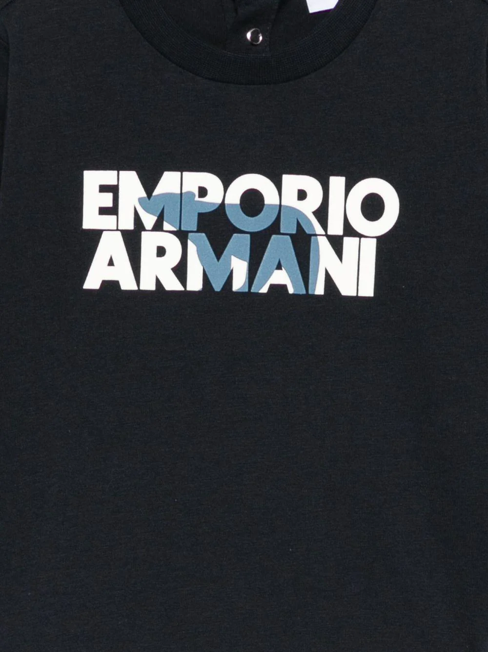 T-shirt per neonato Emporio Armani Kids blu con stampa logo - Image 2