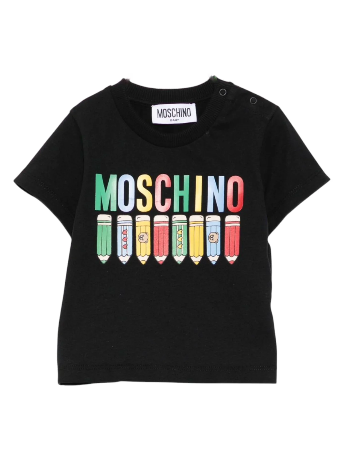T-shirt per neonato Moschino Kids nero con stampa matite