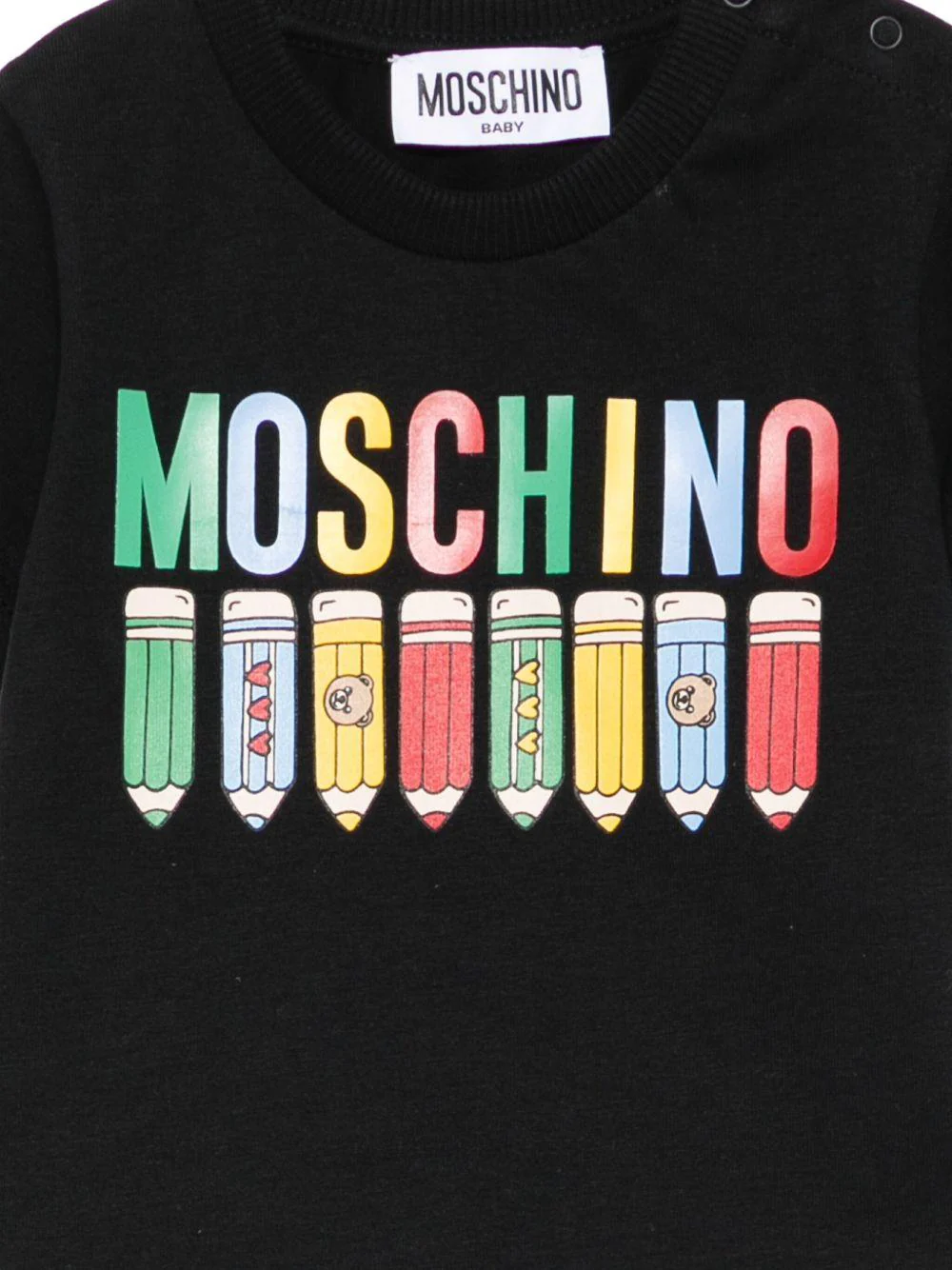 T-shirt per neonato Moschino Kids nero con stampa matite - Image 3