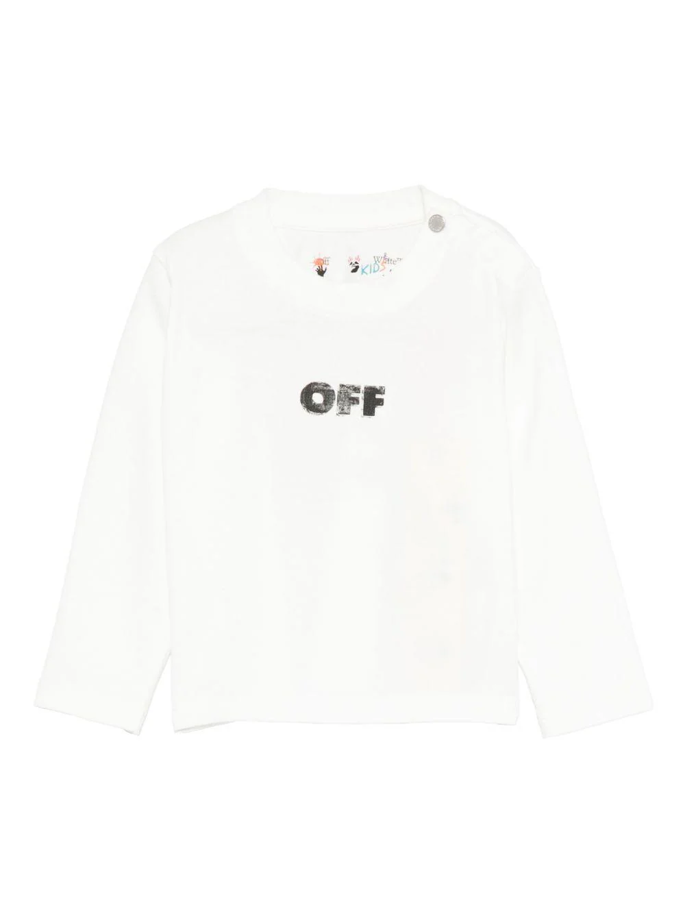 T-shirt per neonato Off-White Kids bianca con logo stampato e maniche lunghe