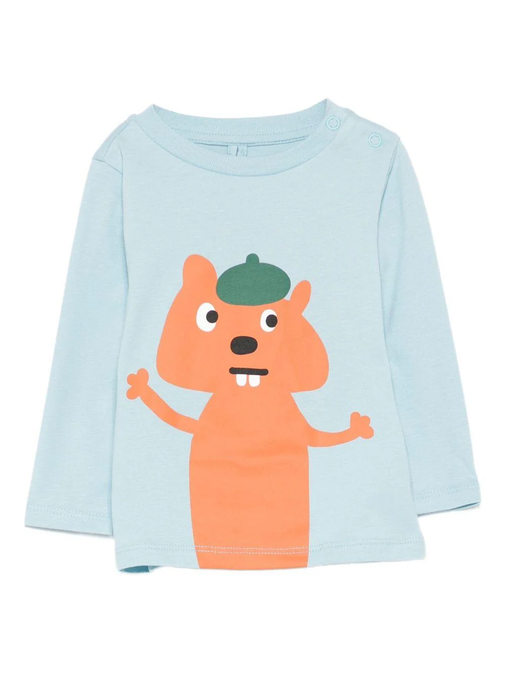 T-shirt per neonato Stella McCartney Kids azzurro con stampa scoiattolo