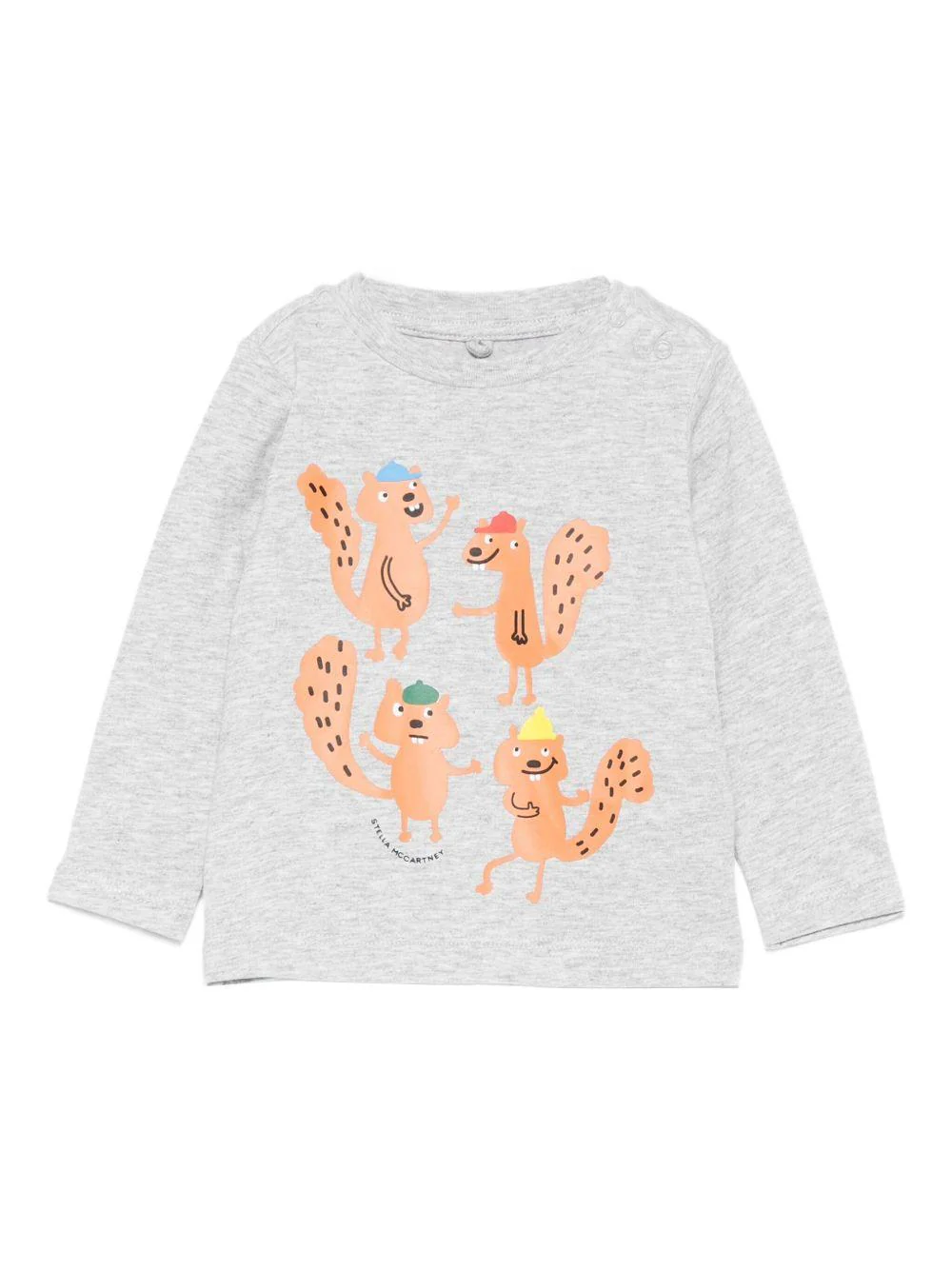 T-shirt per neonato Stella McCartney Kids grigio a maniche lunghe con stampa