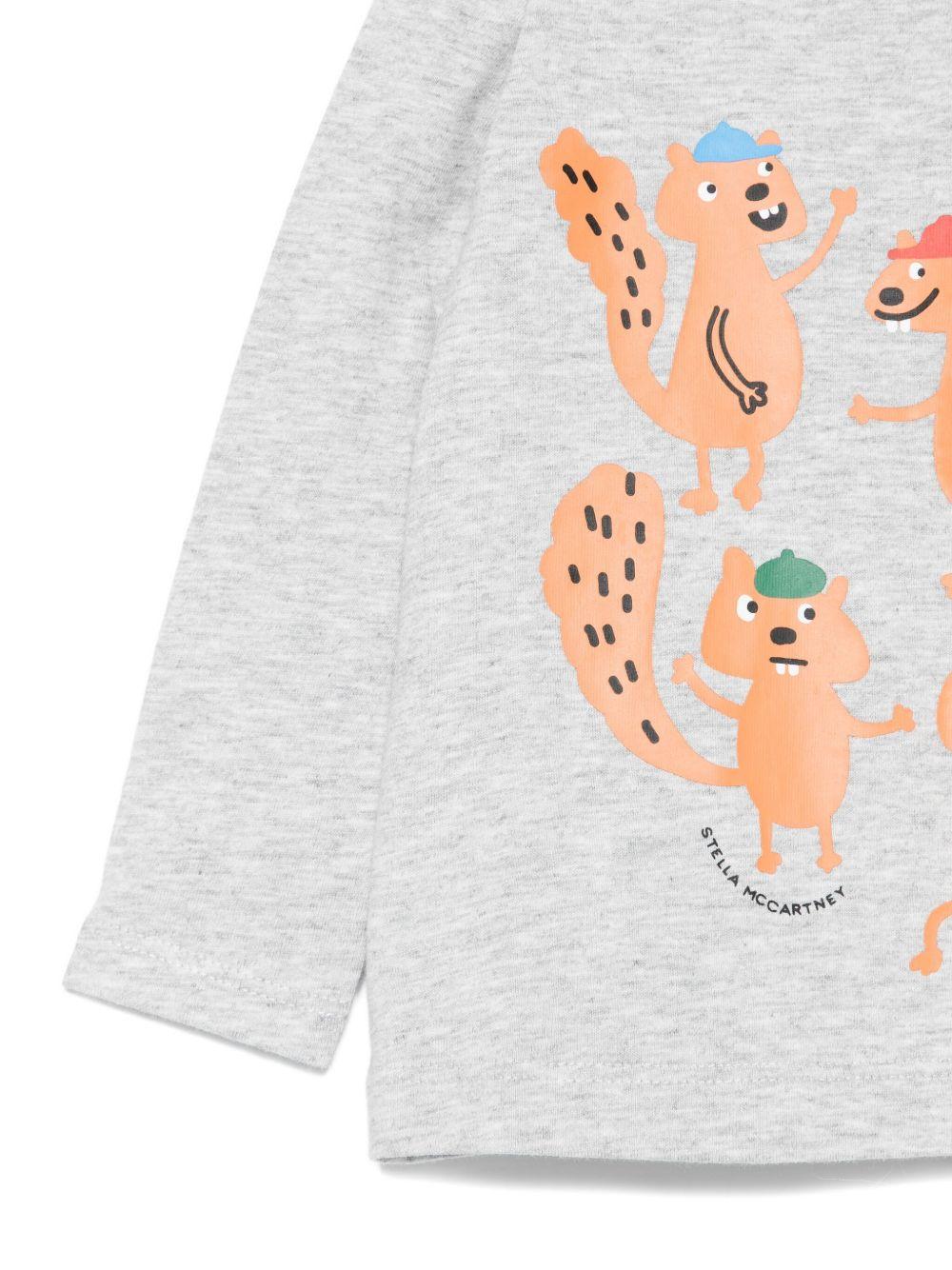 T-shirt per neonato Stella McCartney Kids grigio a maniche lunghe con stampa - Image 3