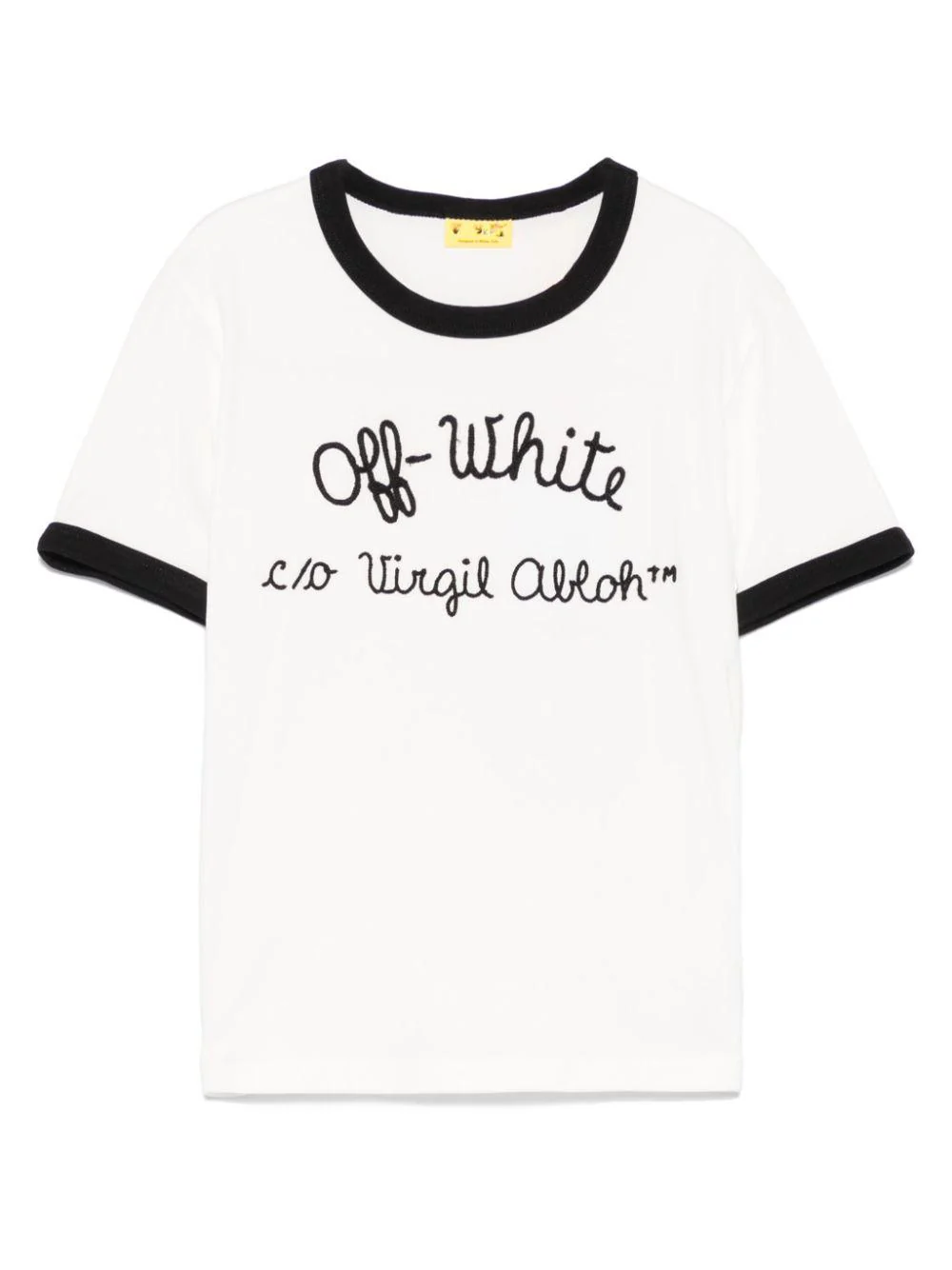 T-shirt Ringer per bambina Off-White Kids bianco con scollo rotondo