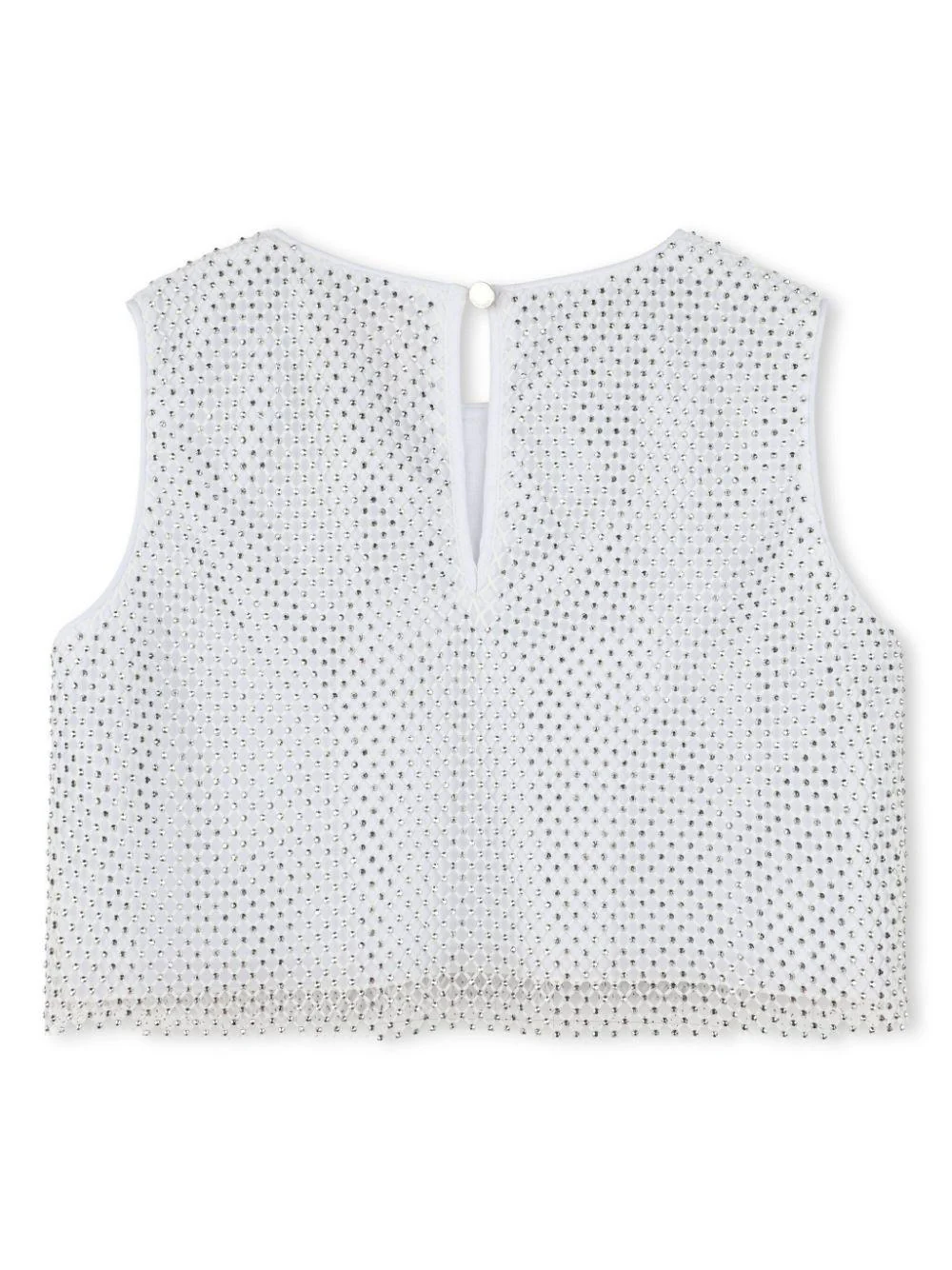 Top con strass per bambina Givenchy Kids grigio con design in rete - Image 2