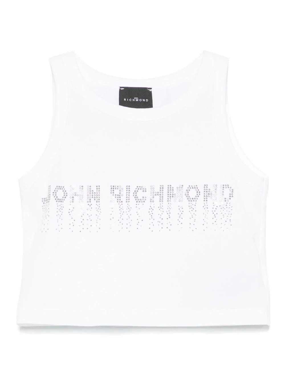 Top con strass per bambina John Richmond Junior bianco con orlo dritto