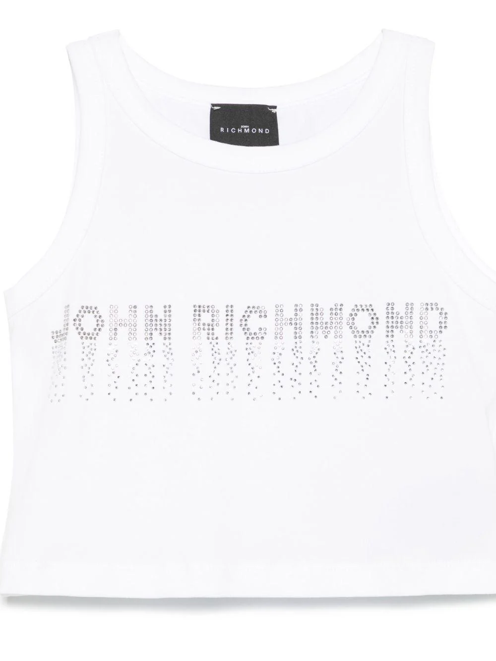 Top con strass per bambina John Richmond Junior bianco con orlo dritto - Image 2