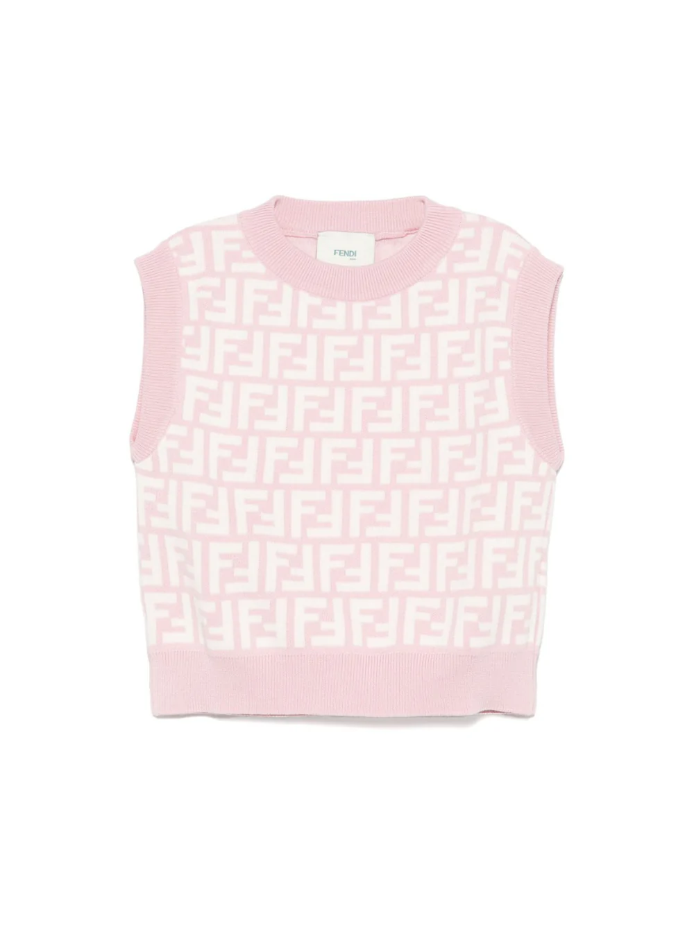 Top in maglia junior per neonata Fendi Kids rosa con orlo dritto
