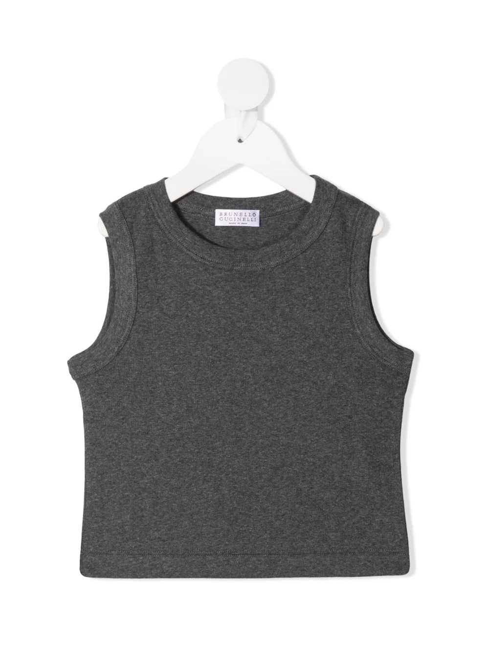 Top per bambina Brunello Cucinelli Kids grigio a girocollo