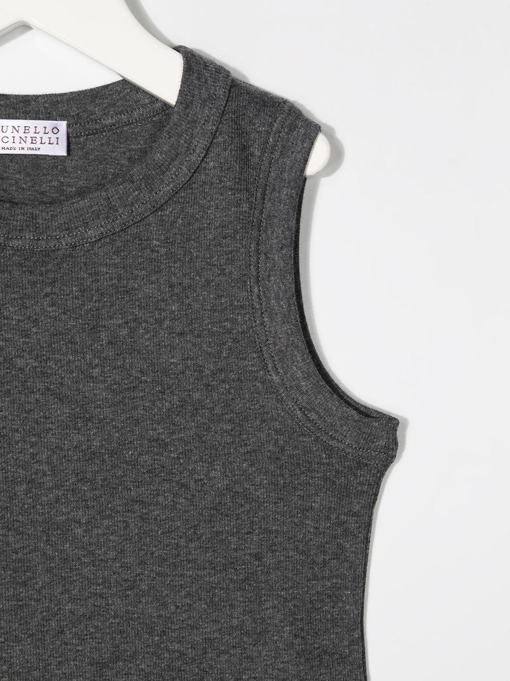 Top per bambina Brunello Cucinelli Kids grigio a girocollo - Image 2