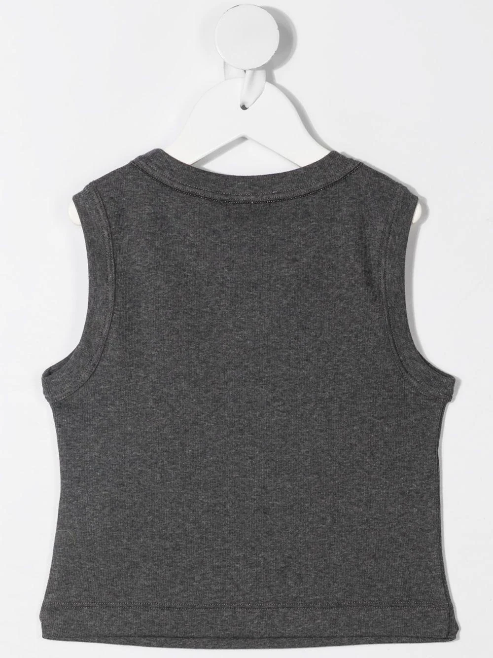 Top per bambina Brunello Cucinelli Kids grigio a girocollo - Image 3