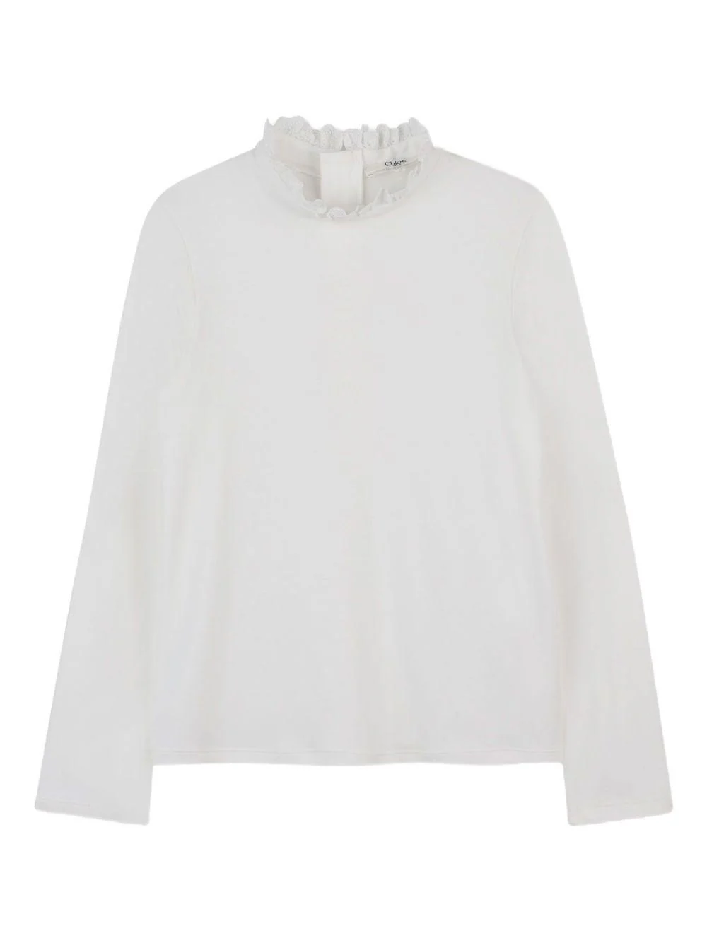 Top per bambina Chloé Kids bianco a collo alto con ruches