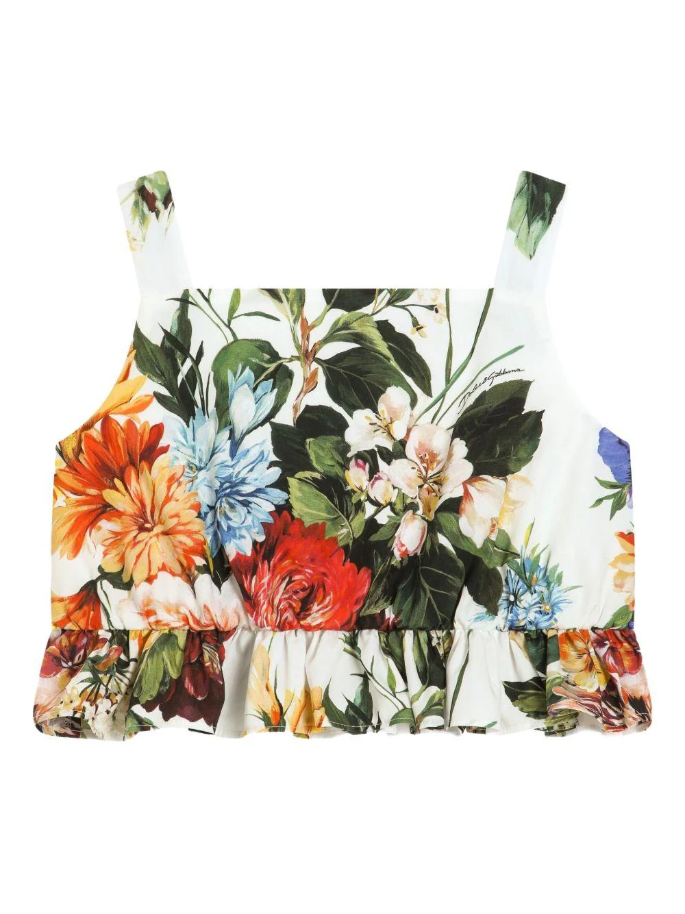 Top per bambina Dolce & Gabbana Kids bianca con stampa floreale all-over