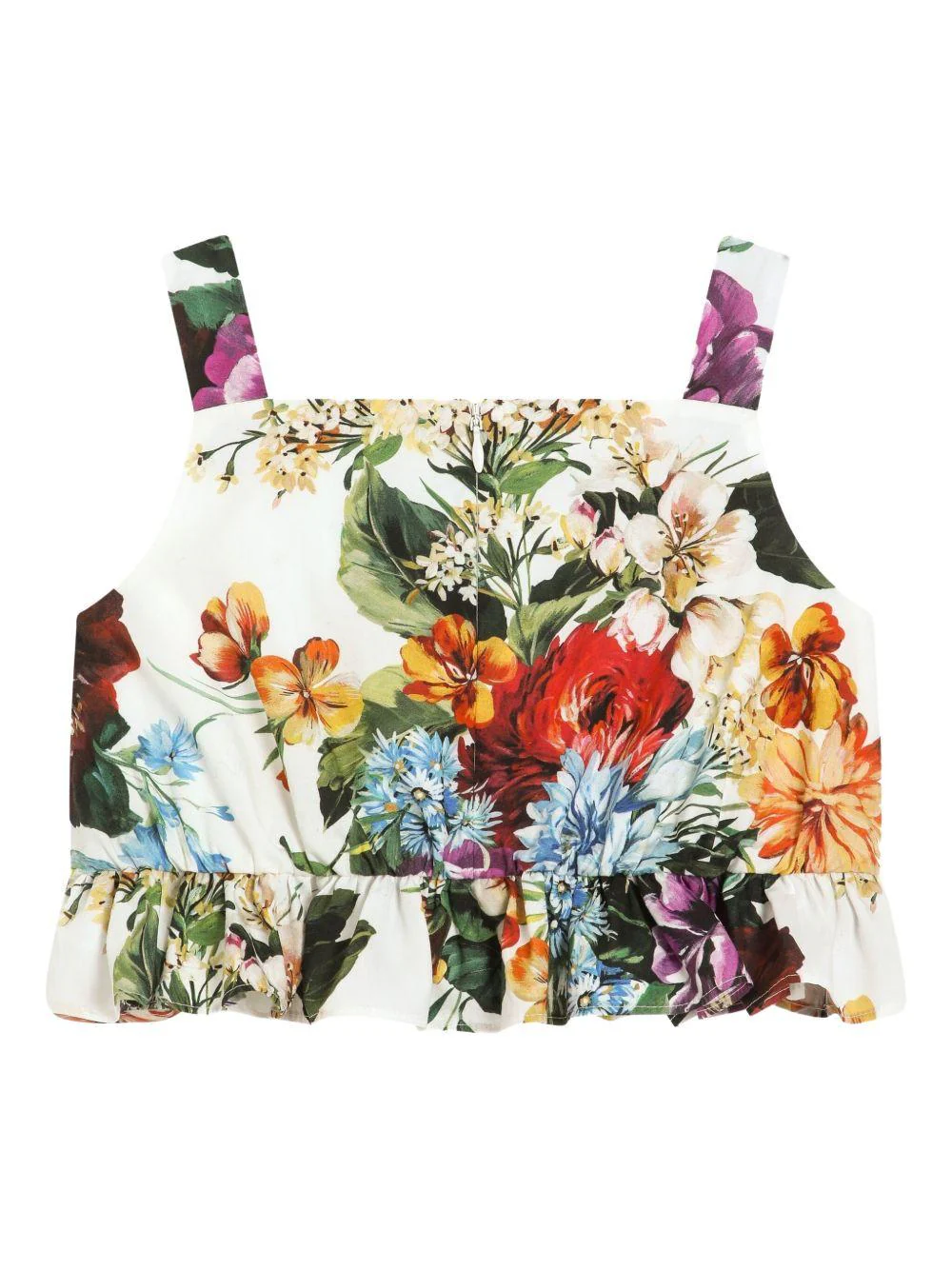 Top per bambina Dolce & Gabbana Kids bianca con stampa floreale all-over - Image 2
