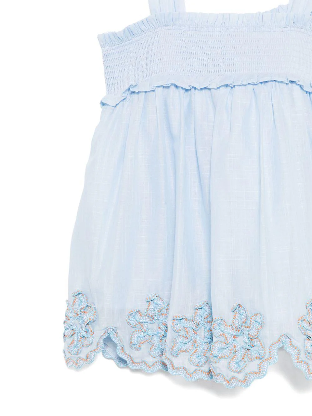 Top per bambina ZIMMERMANN Kids Cascadian azzurro con orlo a smerlo - Image 2