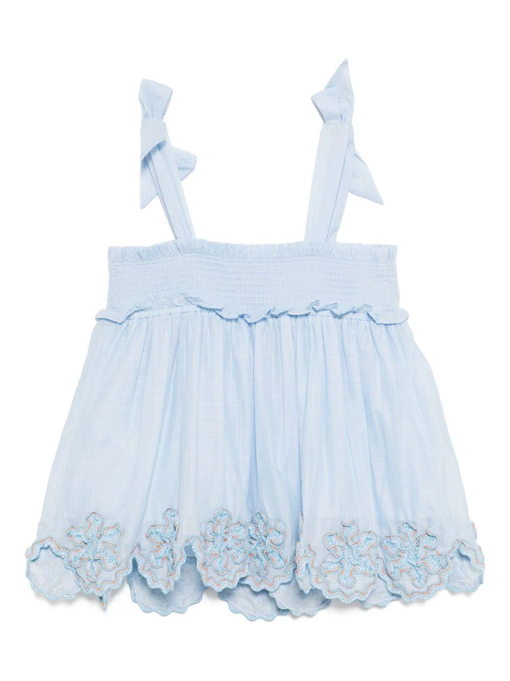 Top per bambina ZIMMERMANN Kids Cascadian azzurro con orlo a smerlo - Image 3