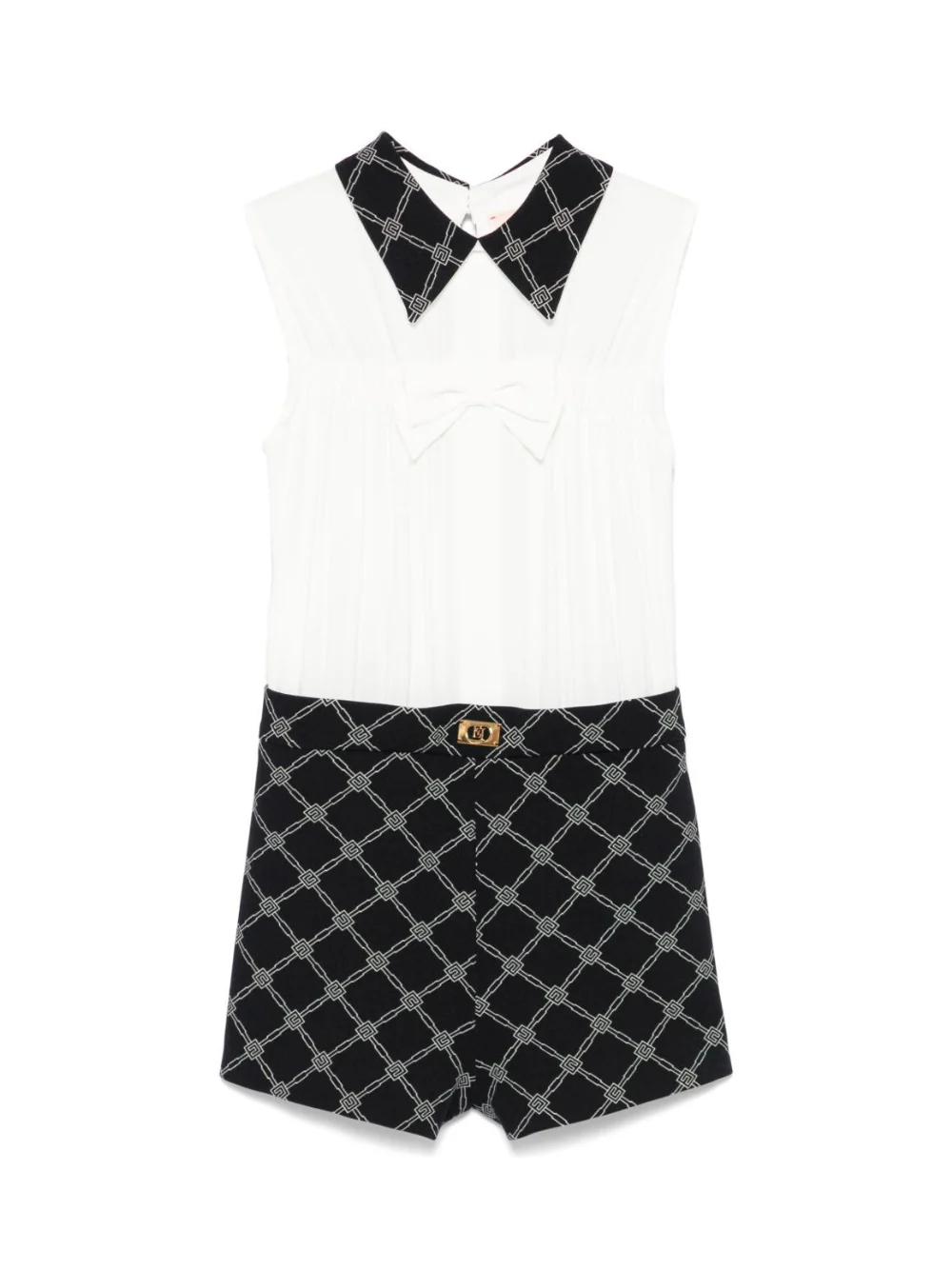 Tuta corta per bambina Elisabetta Franchi La Mia Bambina bianco con logo jacquard