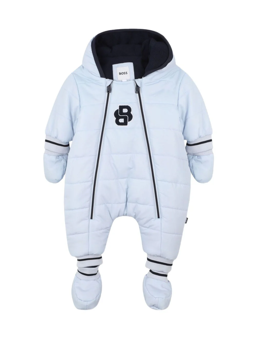 Tuta da neve per neonato BOSS Kids azzurra con cappuccio