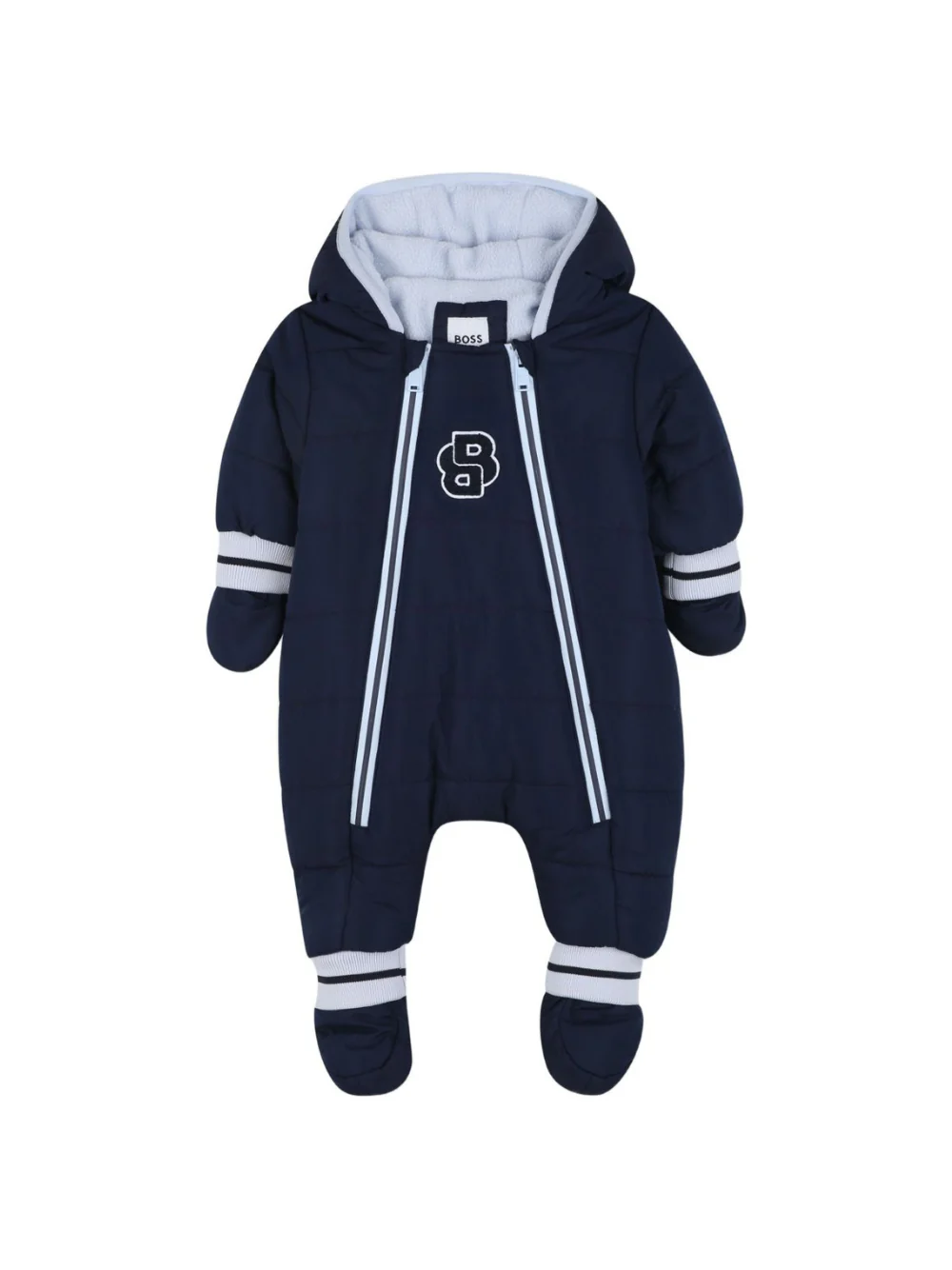 Tuta per neonato Boss Kids blu con muffole rimovibili