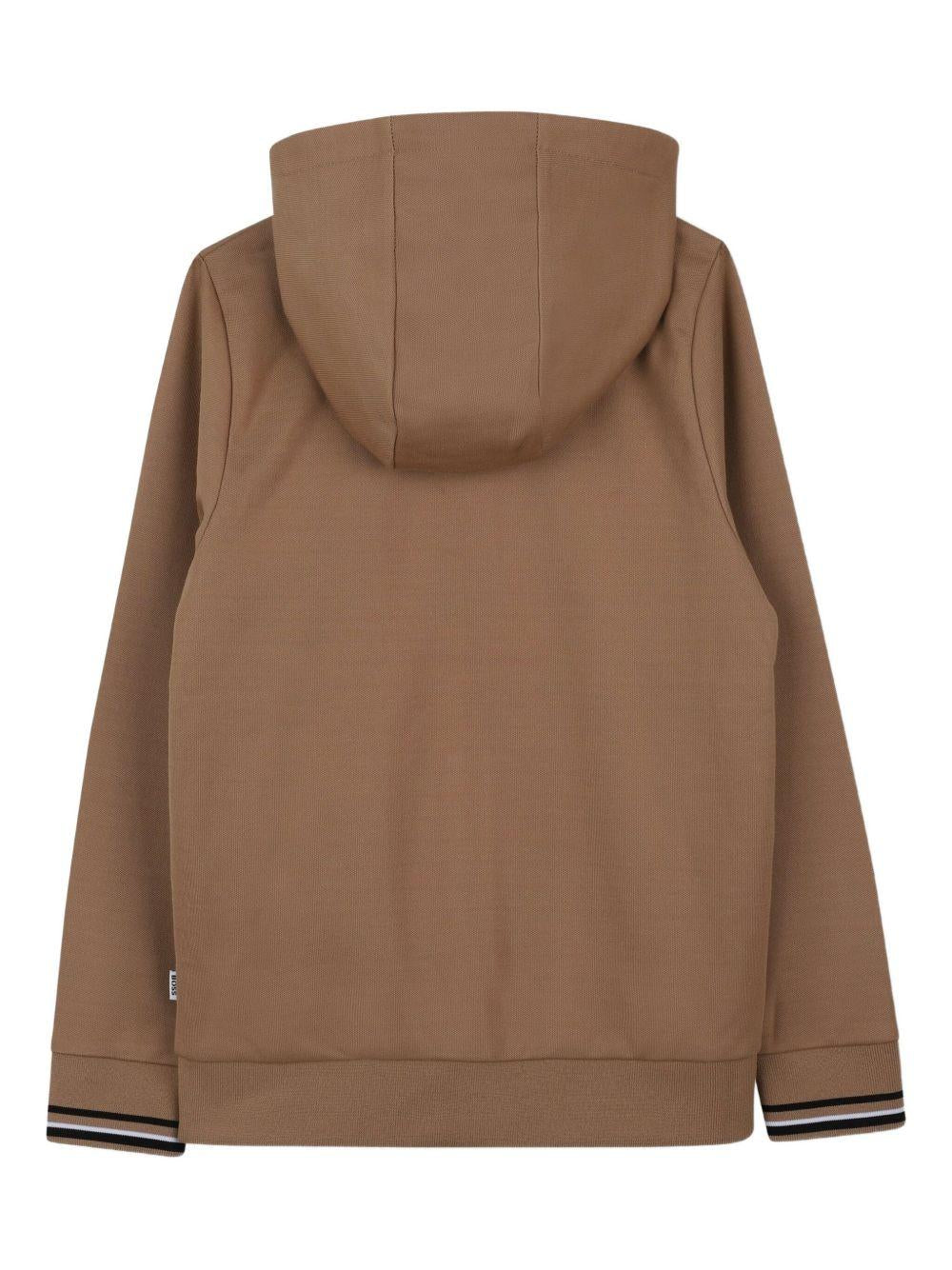 Tuta sportiva per bambino BOSS Kidswear marrone con cappuccio e zip - Image 4