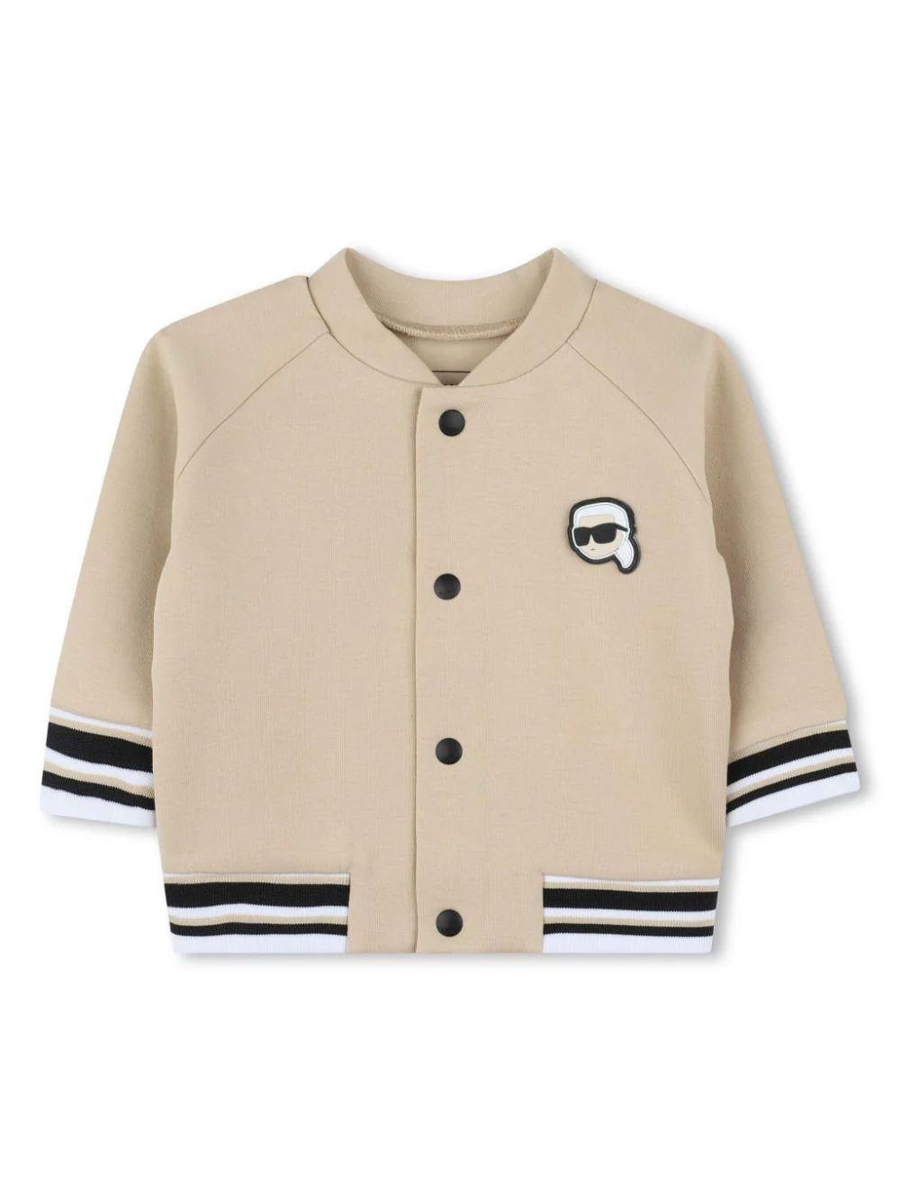 Tuta sportiva per neonato Karl Lagerfeld Kids beige con stampa Ikonik Karl (set di 3)