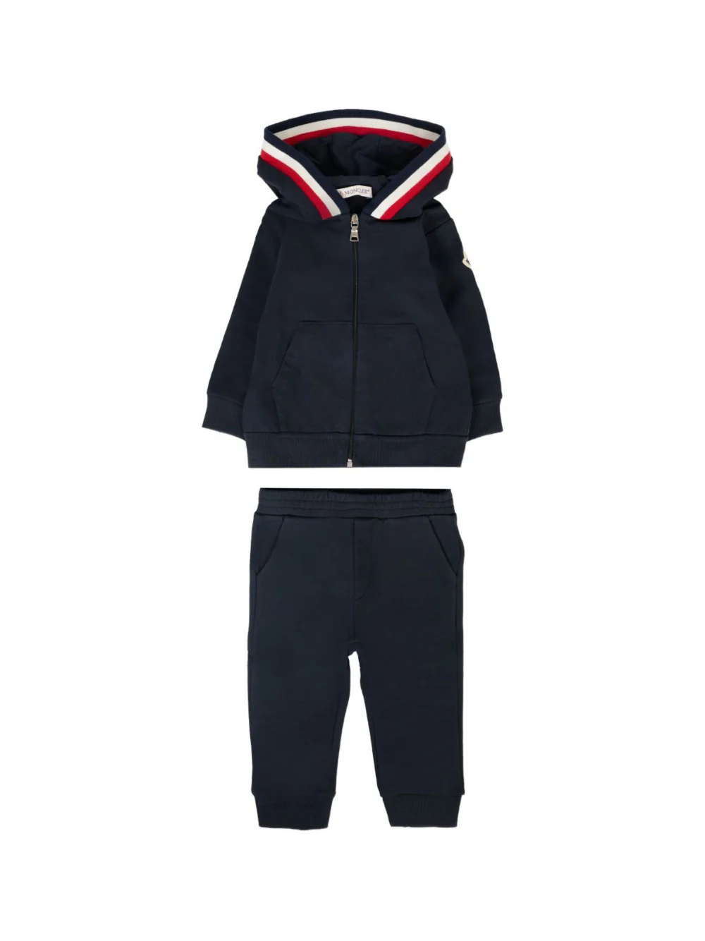 Tuta sportiva per neonato Moncler Enfant blu con cappuccio